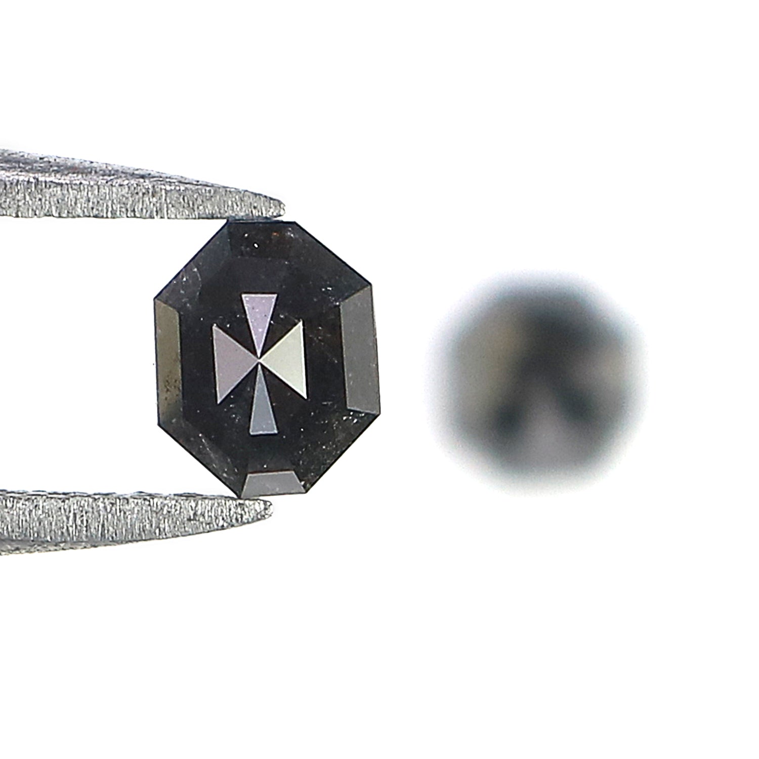 0.96 CT Natural Loose Octagon Cut Pair Diamond Salt And Pepper Octagon Diamond 4.50 MM Natural Black Grey Octagon Rose Cut Diamond LQ9560