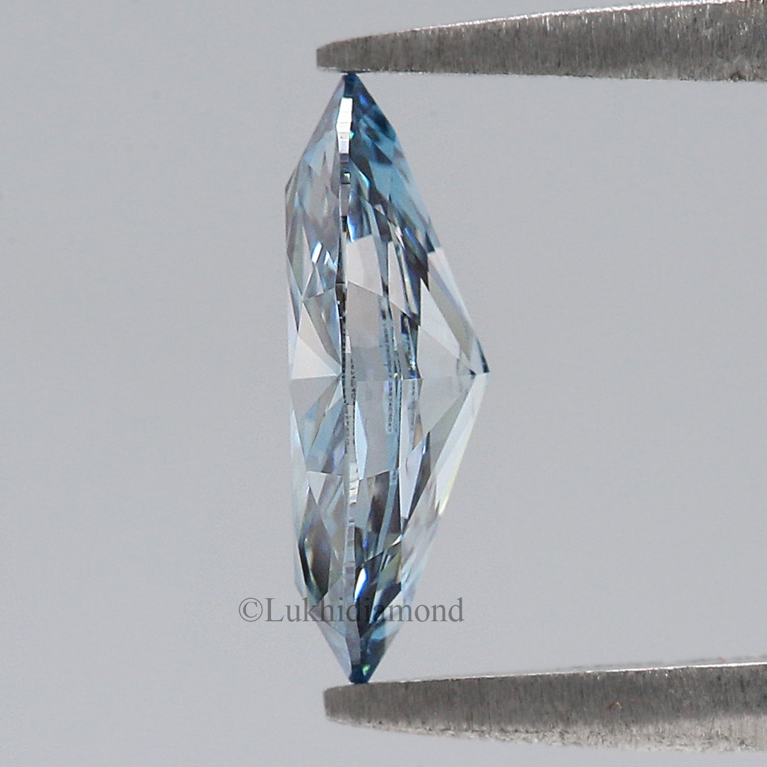 1.11 CT IGI Certified Marquise Modified Brilliant Cut Fancy Vivid Greenish Blue Color SI1 Clarity Diamond CVD Lab Created Diamond L3227