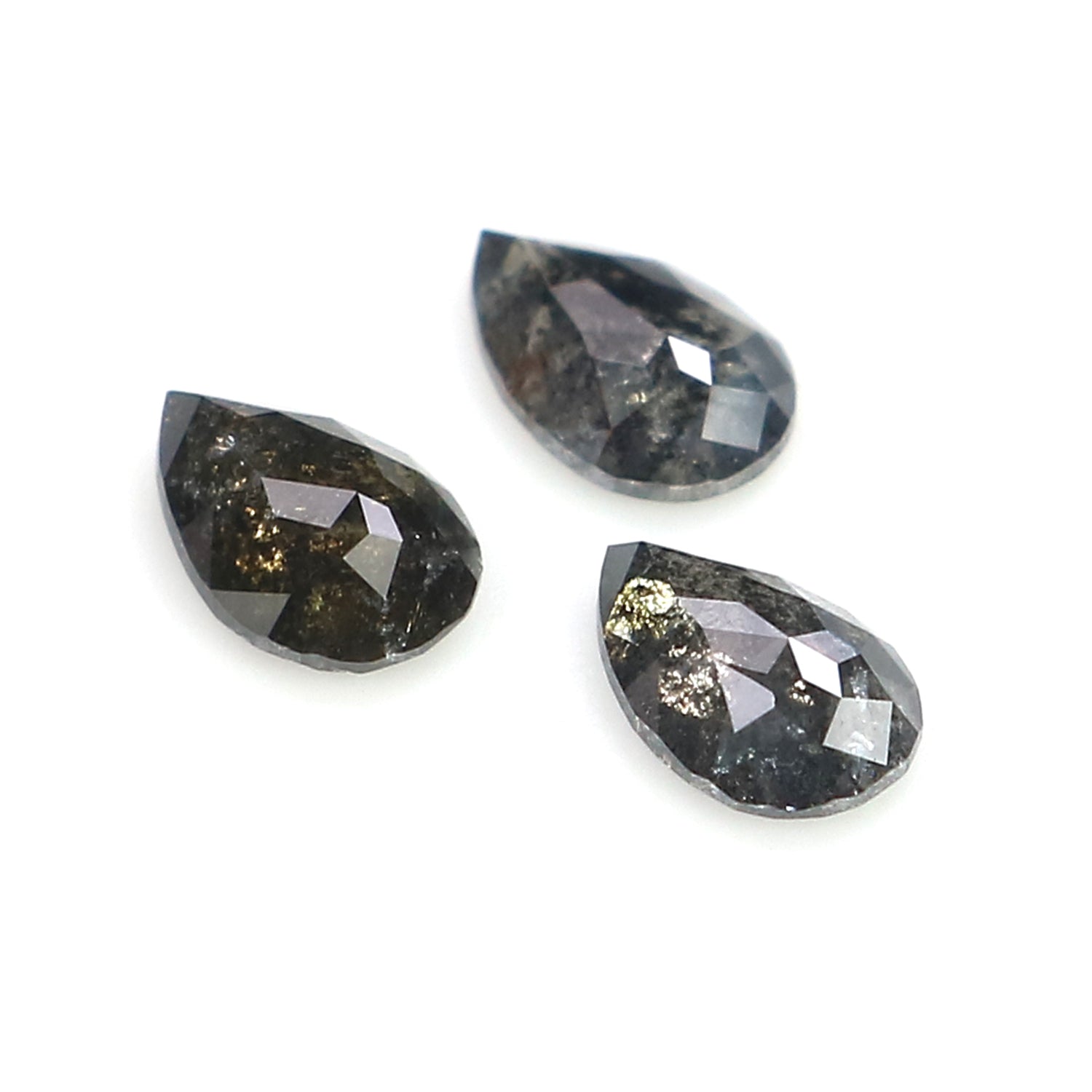 0.49 CT Natural Loose Pear Shape Diamond Salt And Pepper Pear Diamond 4.45 MM Natural Loose Black Grey Color Pear Rose Cut Diamond LQ2829