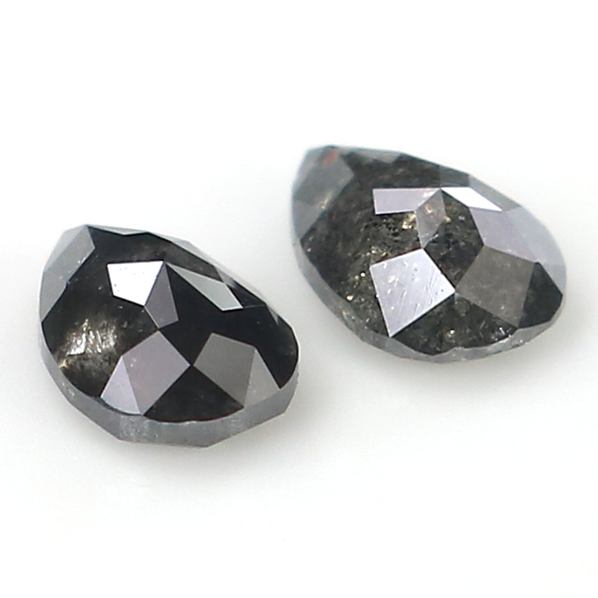 0.67 CT Natural Loose Pear Cut Pair Diamond Salt And Pepper Pear Shape Diamond 5.55 MM Natural Black Grey Color Pear Rose Cut Diamond LQ2455