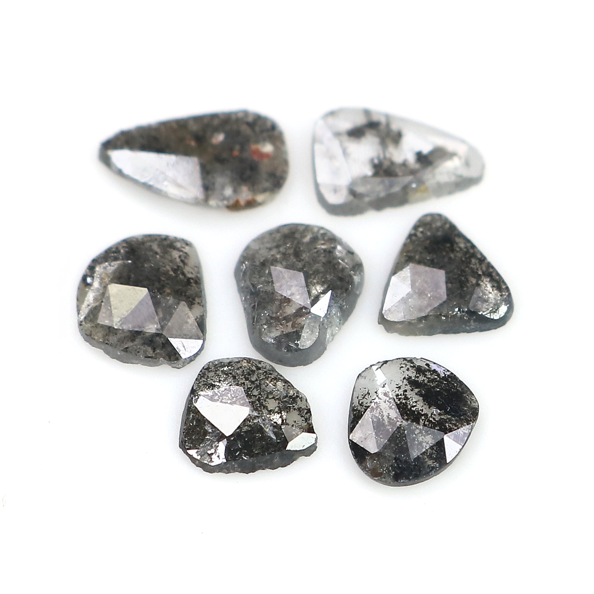 1.25 Ct Natural Loose Slice Cut Diamond Salt And Pepper Uncut Diamond 6.00 MM Natural Diamond Black Grey Color Irregular Cut Diamond LQ3066