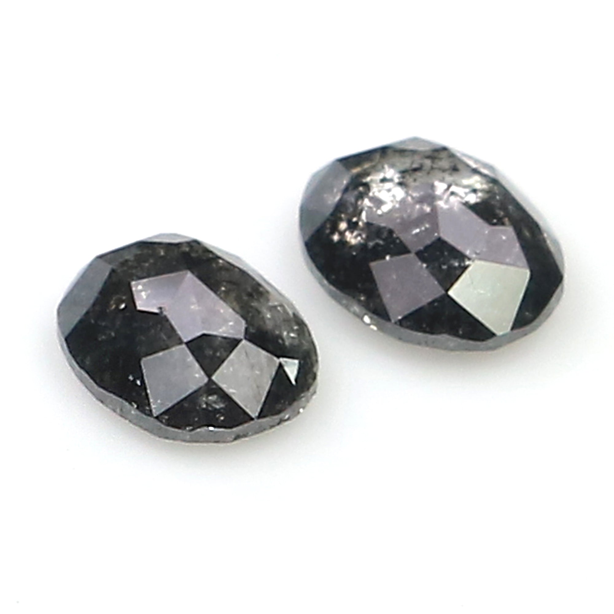 0.48 CT Natural Loose Oval Cut Pair Diamond Salt And Pepper Oval Shape Diamond 4.60 MM Natural Black Grey Color Oval Rose Cut Diamond LQ2764