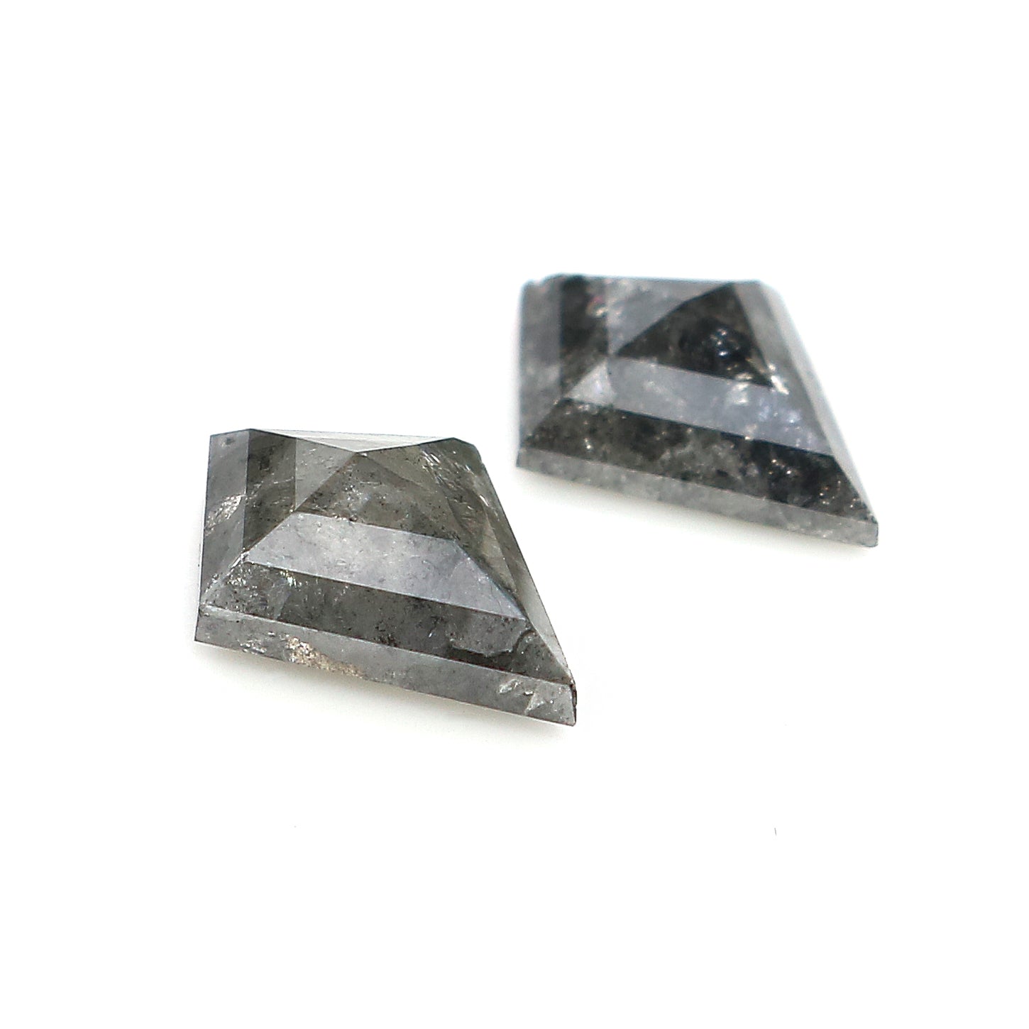 1.37 CT Natural Loose Kite Cut Pair Diamond Salt And Pepper Kite Shape Diamond 7.95 MM Natural Black Grey Color Kite Rose Cut Diamond LQ2145