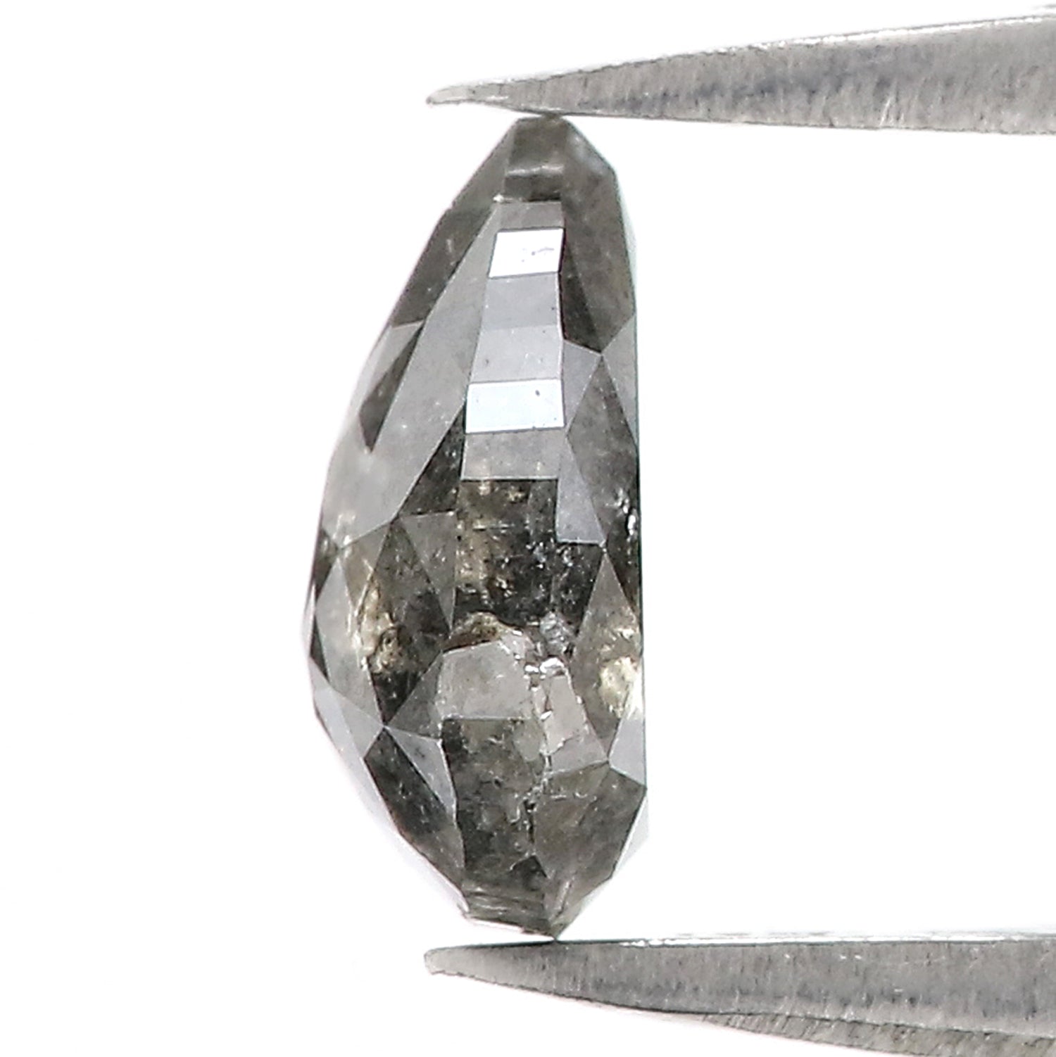 1.05 Ct Natural Loose Pear Shape Diamond Salt And Pepper Pear Diamond 7.50 MM Natural Diamond Black Grey Color Pear Rose Cut Diamond QL3063