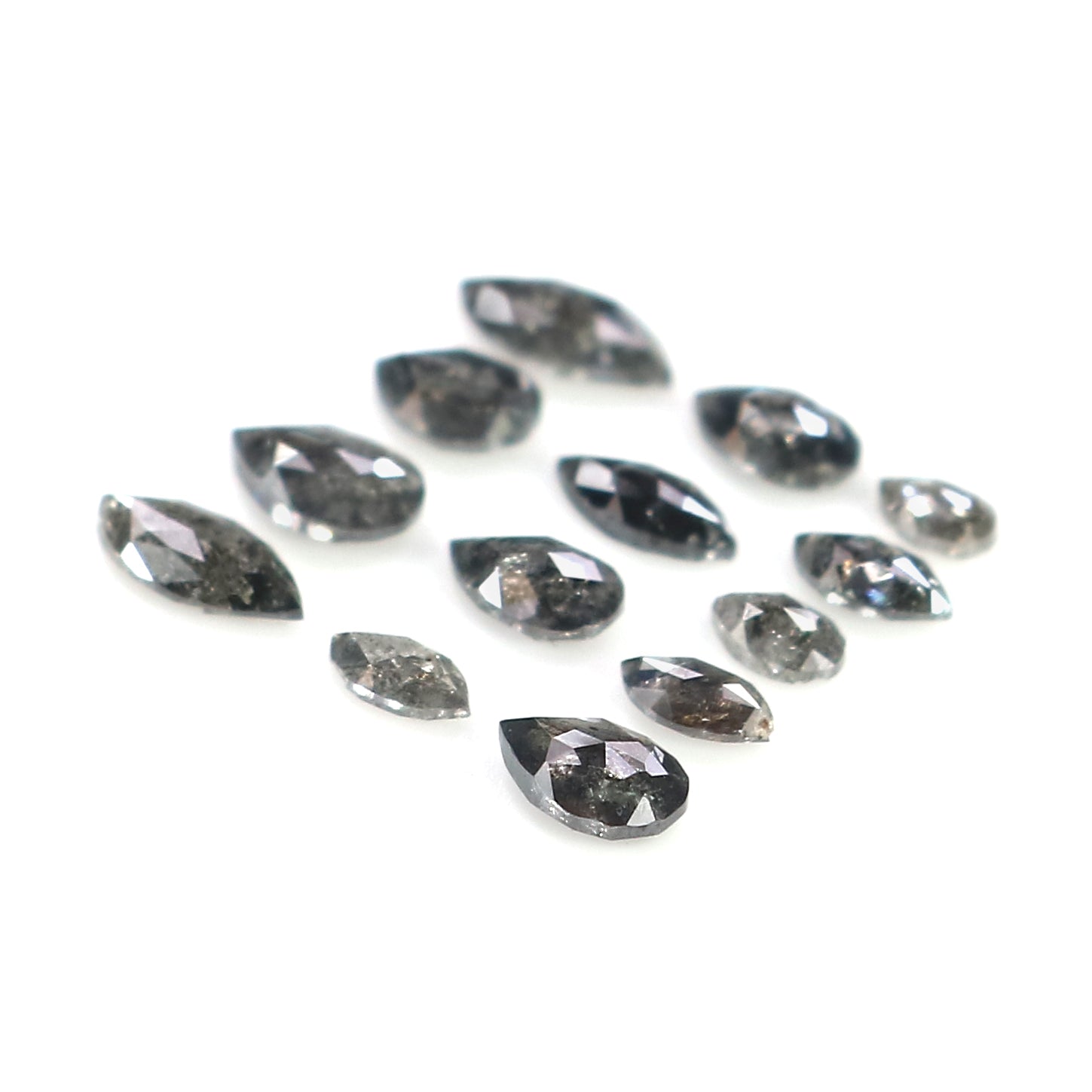 1.08 CT Natural Loose Mix Shape Diamond Salt And Pepper Mix Shape Diamond 2.55 MM Natural Black Grey Color Mix Shape Rose Cut Diamond LQ1845