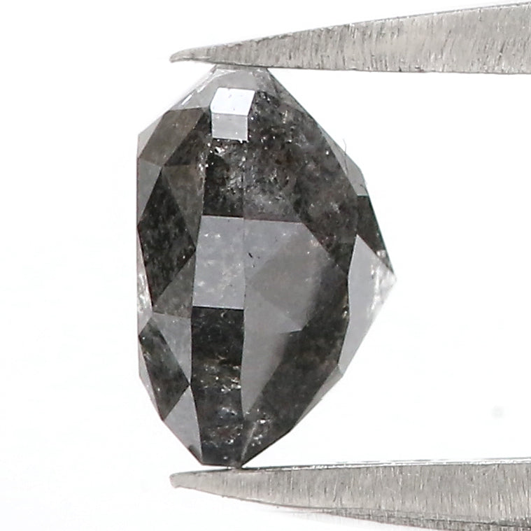 1.39 CT Natural Loose Heart Shape Diamond Salt And Pepper Heart Shape Diamond 6.20 MM Natural Black Grey Color Heart Rose Cut Diamond LQ3038