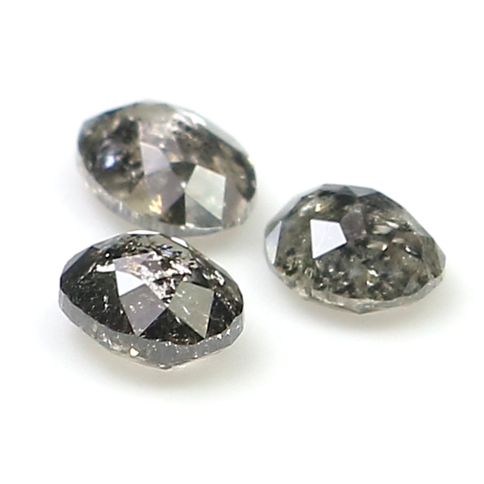 0.82 CT Natural Loose Oval Shape Diamond Salt And Pepper Oval Diamond 4.30 MM Natural Loose Black Grey Color Oval Rose Cut Diamond KQ2323