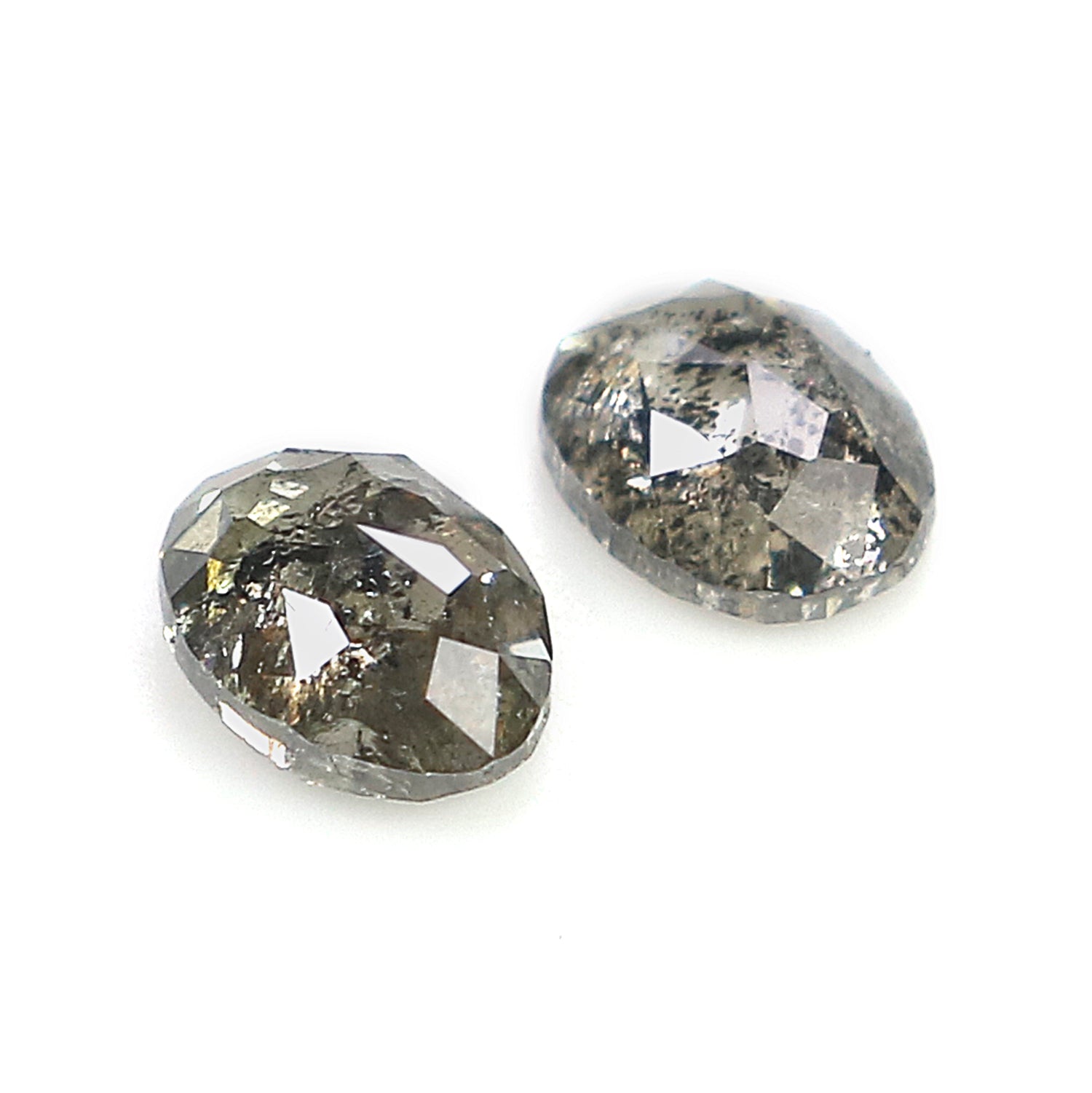 0.44 CT Natural Loose Oval Cut Pair Diamond Salt And Pepper Oval Shape Diamond 4.25 MM Natural Loose Black Grey Oval Rose Cut Diamond LQ3248