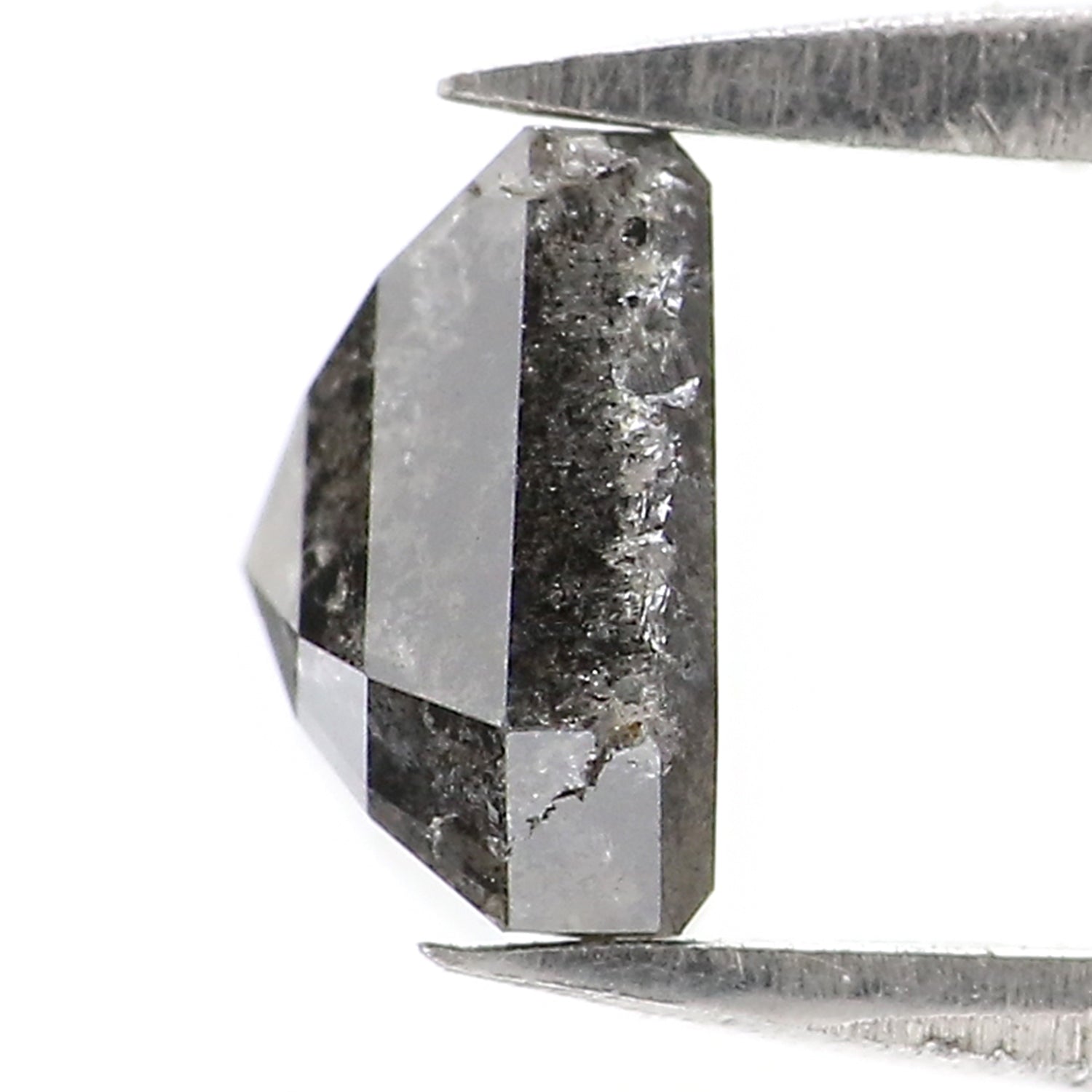 1.77 Ct Natural Loose Coffin Shape Diamond Salt And Pepper Coffin Diamond 6.30 MM Natural Black Gray Diamond Coffin Rose Cut Diamond LQ2870