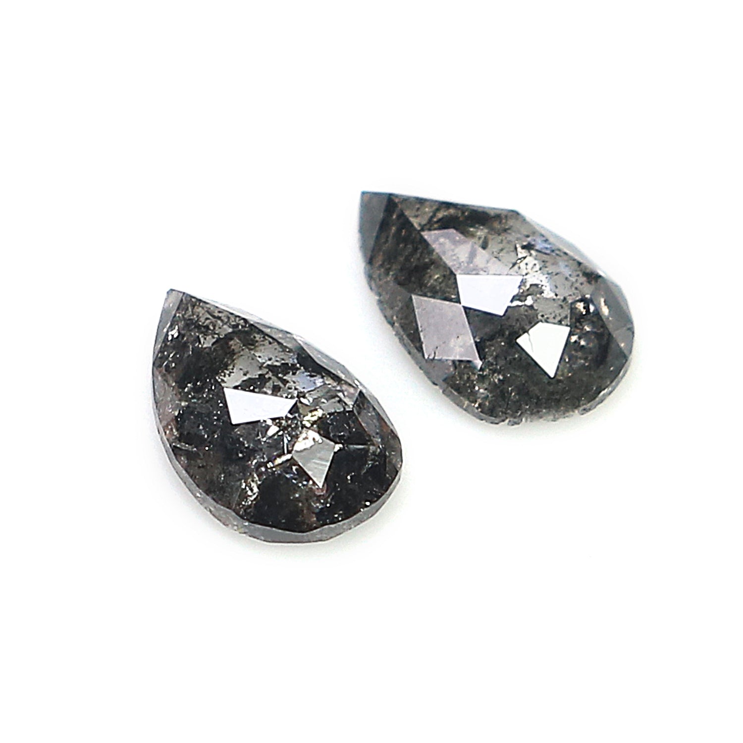 0.50 CT Natural Loose Pear Cut Pair Diamond Salt And Pepper Pear Shape Diamond 5.20 MM Natural Black Grey Color Pear Rose Cut Diamond KQ2635