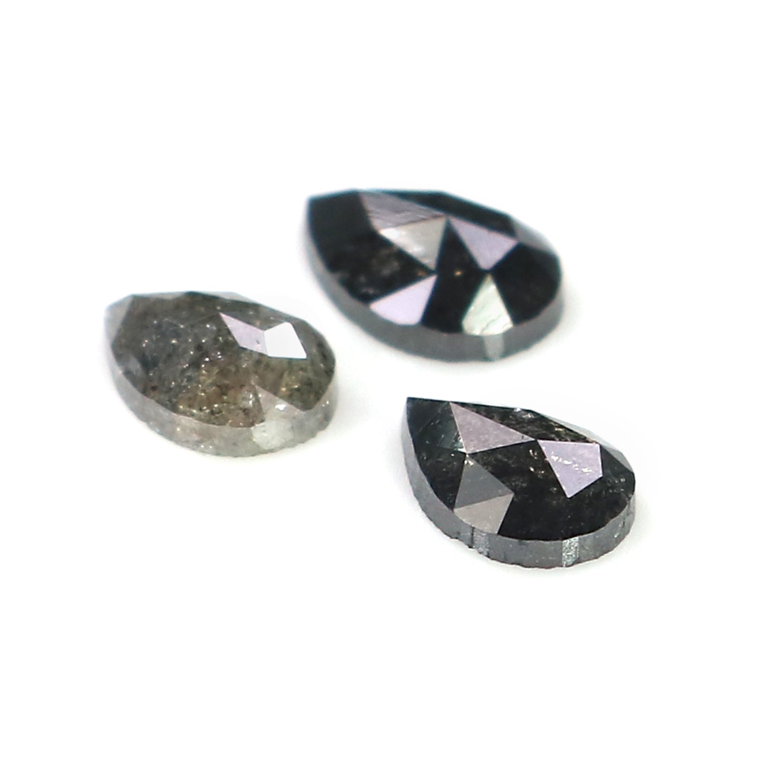 0.93 CT Natural Loose Pear Shape Diamond Salt And Pepper Pear Diamond 5.25 MM Natural Loose Black Grey Color Pear Rose Cut Diamond LQ1998