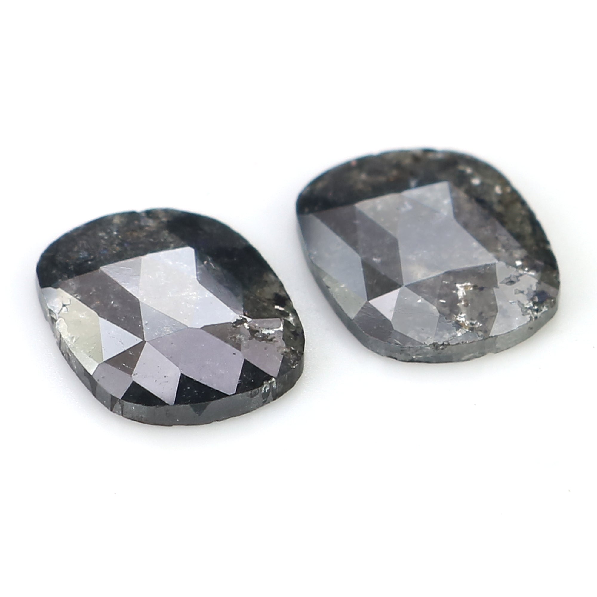 1.70 CT Natural Loose Oval Cut Pair Diamond Salt And Pepper Oval Shape Diamond 8.90 MM Natural Black Grey Oval Rose Cut Diamond LQ3167