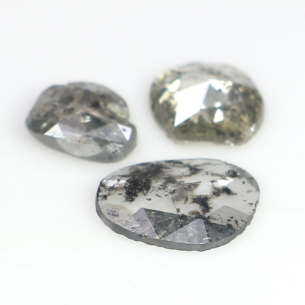 1.53 Ct Natural Loose Slice Cut Diamond Salt And Pepper Uncut Diamond 7.95 MM Natural Diamond Black Grey Color Irregular Cut Diamond LQ3151