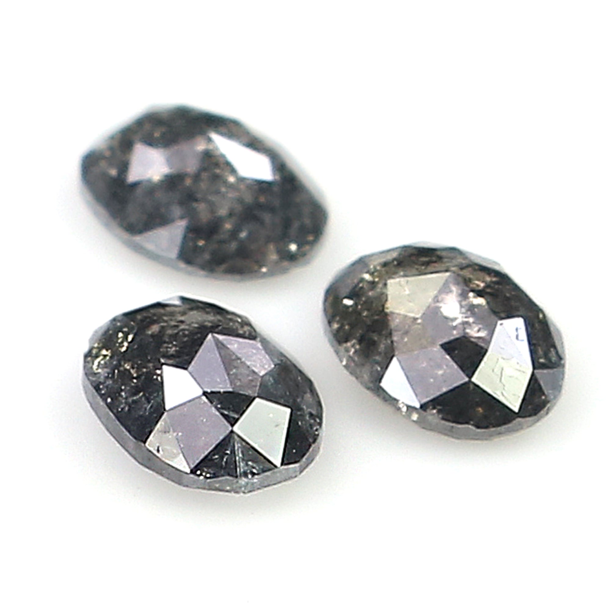 0.58 CT Natural Loose Oval Shape Diamond Salt And Pepper Oval Cut Diamond 4.40 MM Natural Black Grey Color Oval Rose Cut Diamond LQ2756