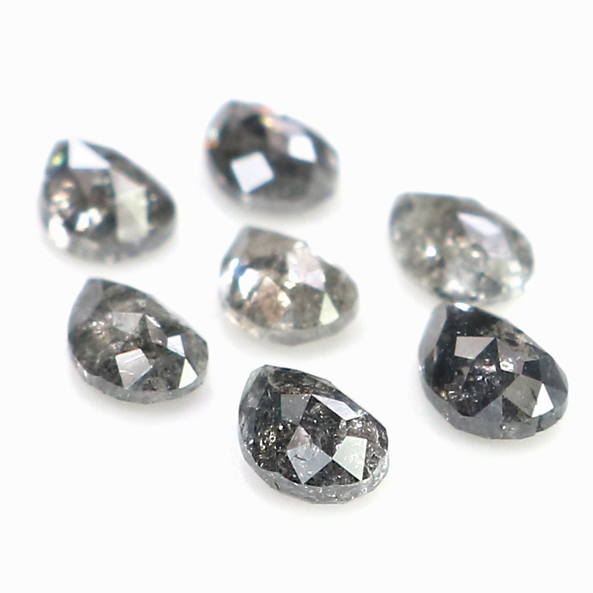 0.81 CT Natural Loose Pear Shape Diamond Salt And Pepper Pear Diamond 3.30 MM Natural Loose Black Grey Color Pear Rose Cut Diamond LQ1296