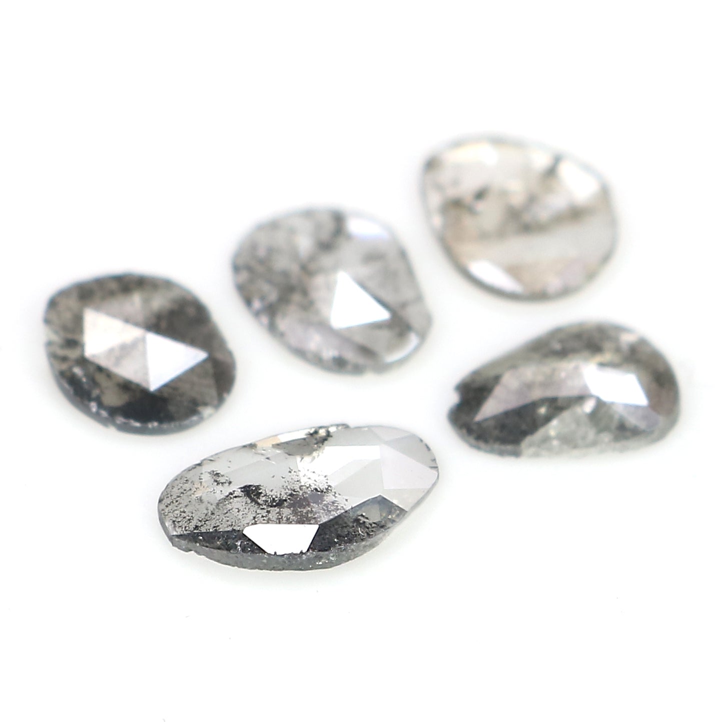 1.23 Ct Natural Loose Slice Cut Diamond Salt And Pepper Uncut Diamond 7.15 MM Natural Diamond Black Grey Color Irregular Cut Diamond LQ3085