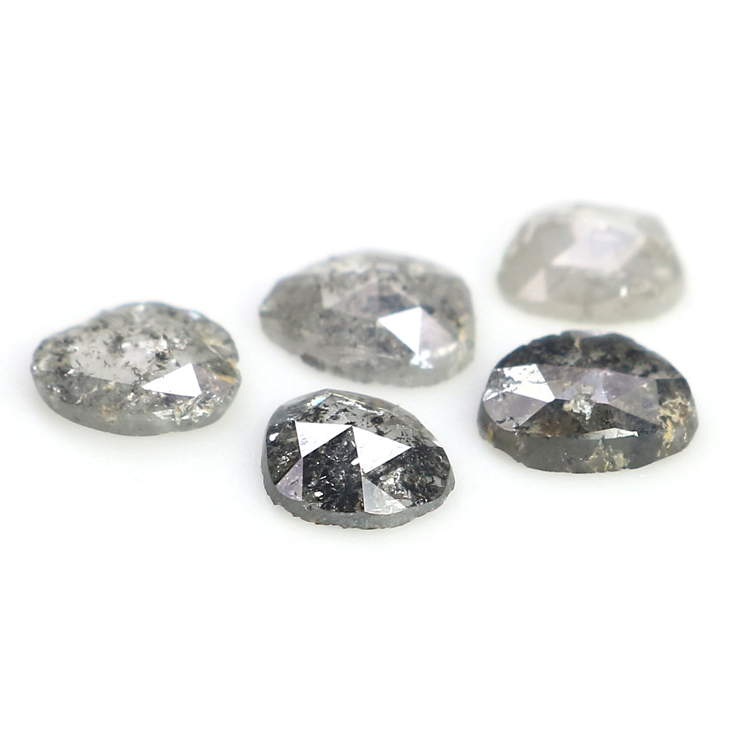 1.27 Ct Natural Loose Slice Cut Diamond Salt And Pepper Uncut Diamond 4.95 MM Natural Diamond Black Grey Color Irregular Cut Diamond LQ3077