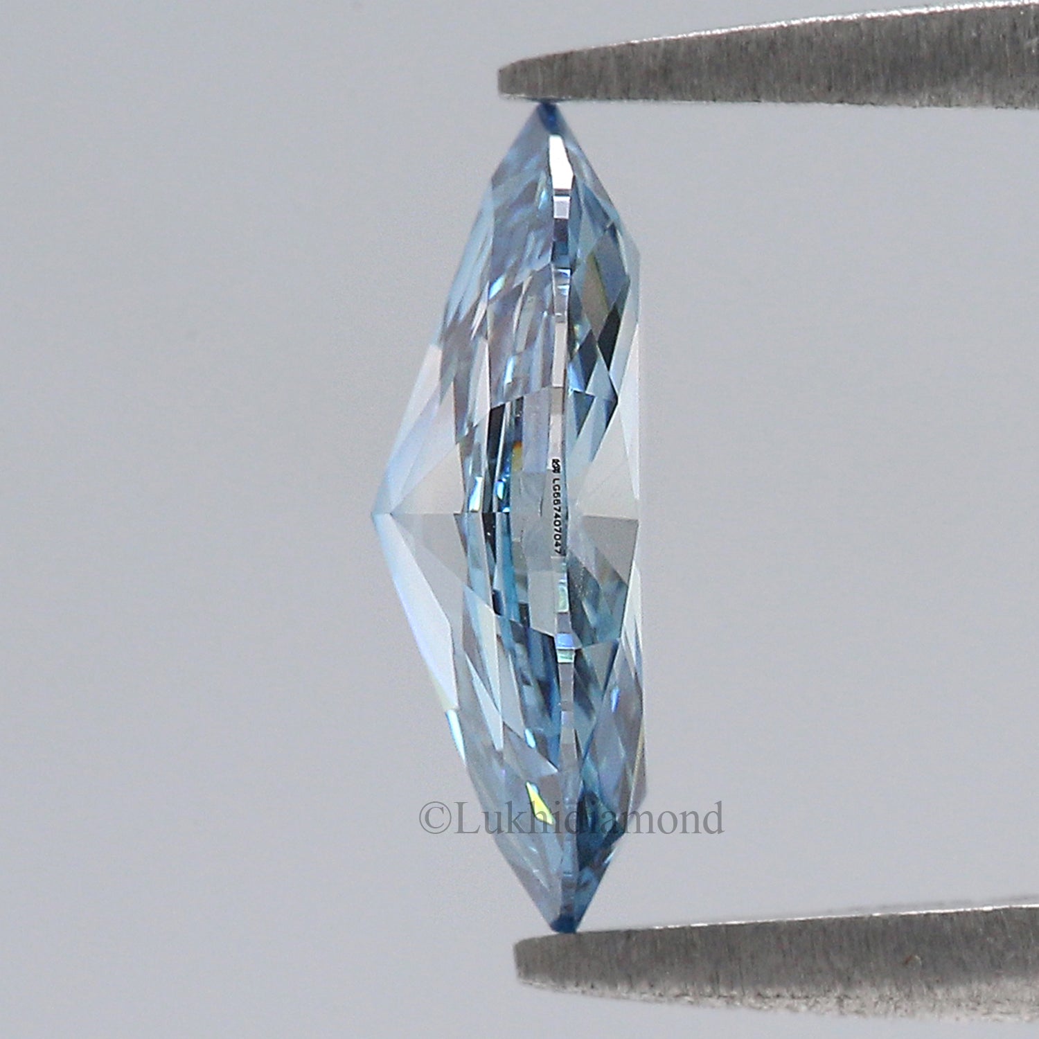 1.11 CT IGI Certified Marquise Modified Brilliant Cut Fancy Vivid Greenish Blue Color SI1 Clarity Diamond CVD Lab Created Diamond L3227