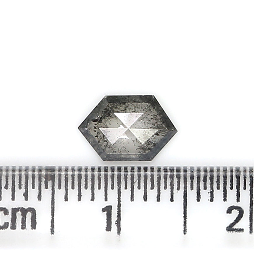 0.46 CT Natural Loose Hexagon Shape Diamond Salt And Pepper Hexagon Cut Diamond 7.50 MM Natural Black Grey Hexagon Rose Cut Diamond QL3132