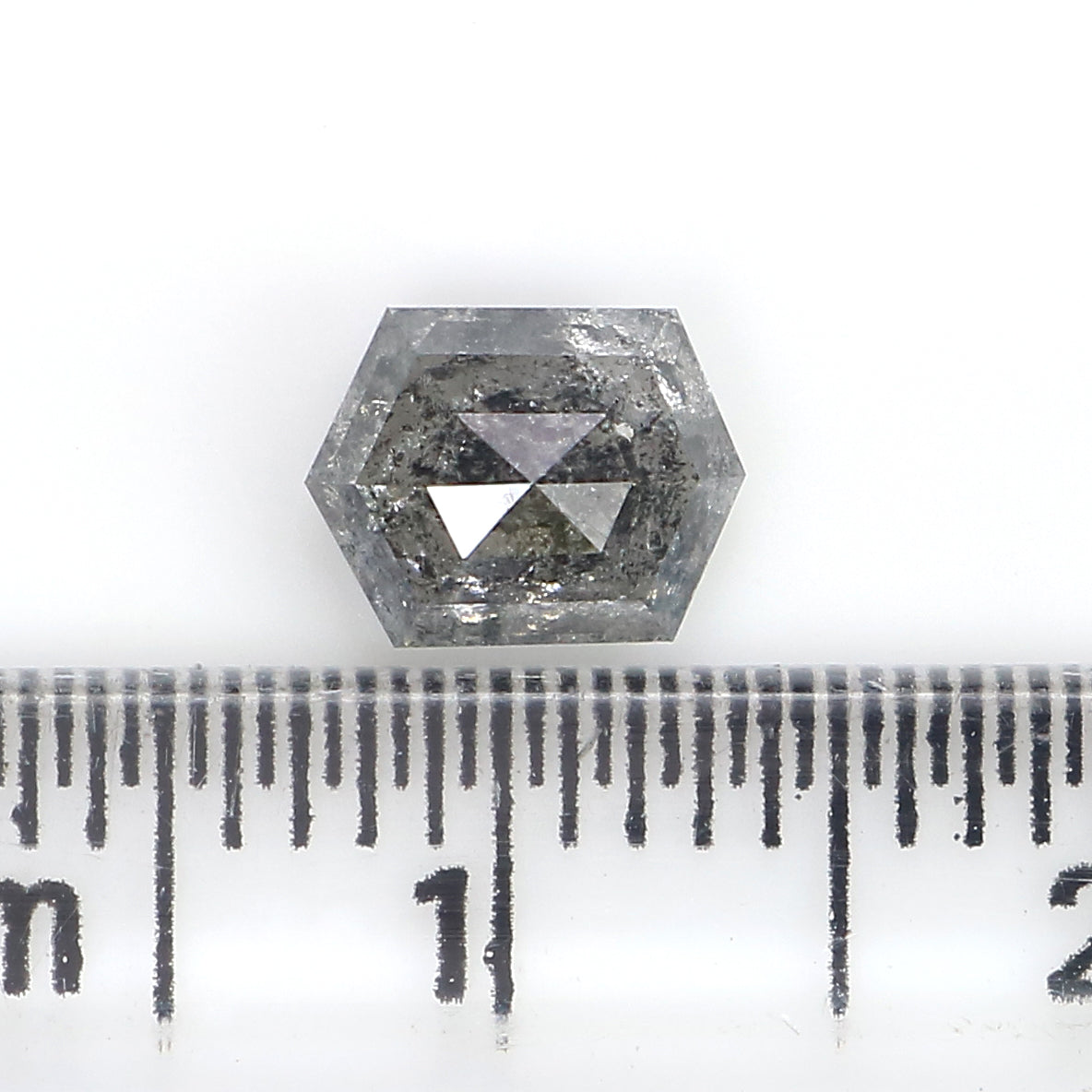 0.85 CT Natural Loose Hexagon Cut Diamond Salt And Pepper Hexagon Diamond 6.55 MM Natural Loose Black Grey Color Hexagon Cut Diamond LQ3076