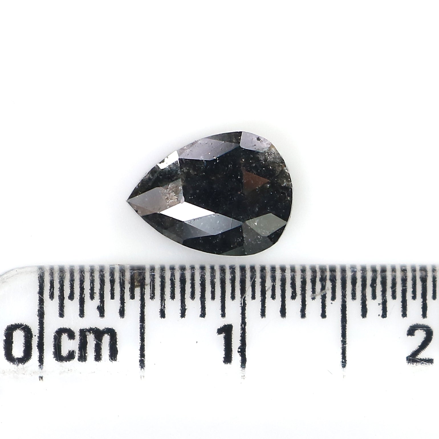 1.71 CT Natural Loose Pear Diamond Salt And Pepper Diamond Black Grey Color Diamond 8.30 MM Pear Rose Cut Diamond Pear Shape Diamond LQ3150