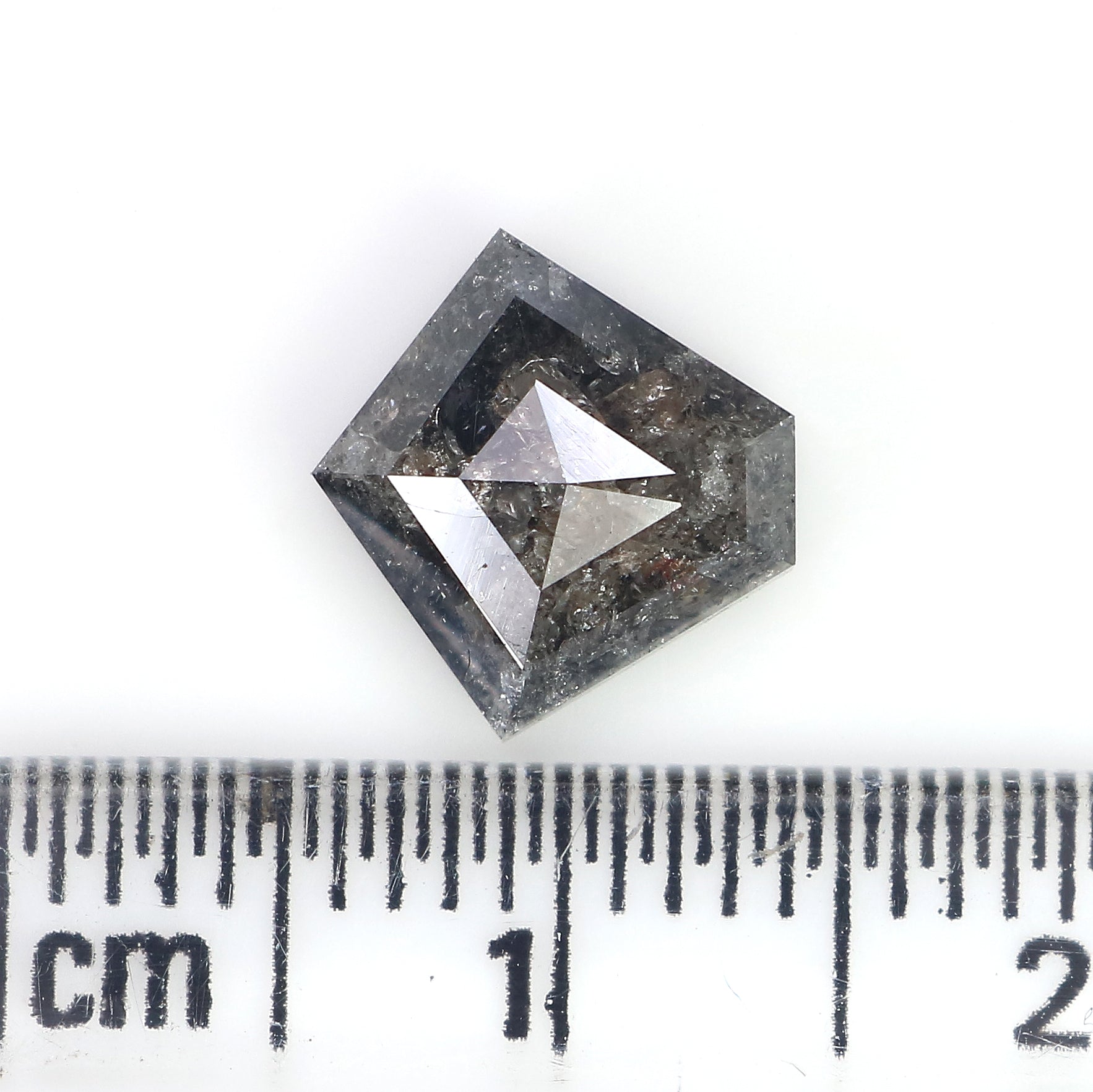 2.03 Ct Natural Loose Pentagon Shape Diamond Salt And Pepper Pentagon Cut Diamond 8.70 MM Black Gray Color Pentagon Rose Cut Diamond QL9999