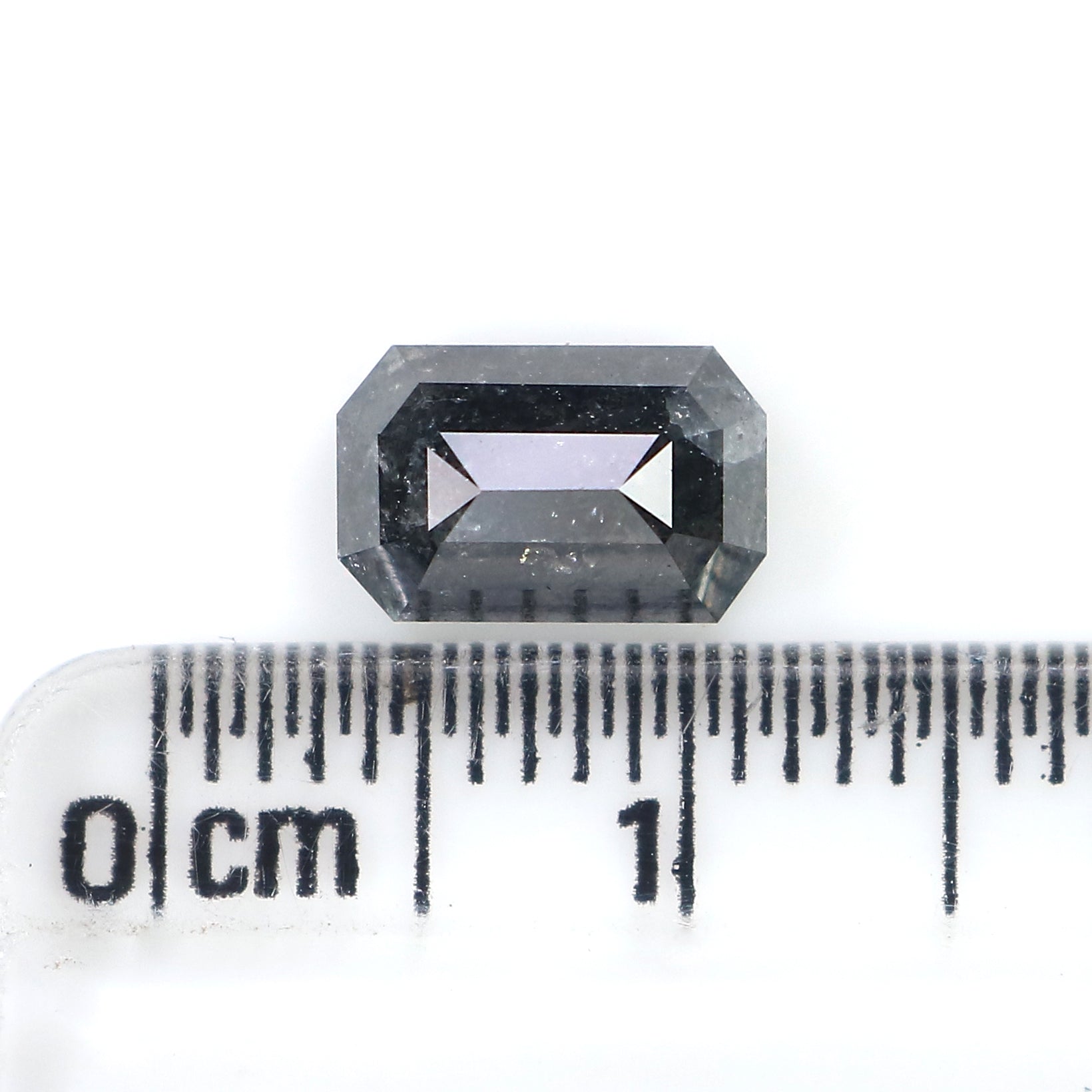 1.87 CT Natural Loose Emerald Shape Diamond Salt And Pepper Emerald Shape Diamond 8.10 MM Black Grey Color Emerald Rose Cut Diamond QL6838