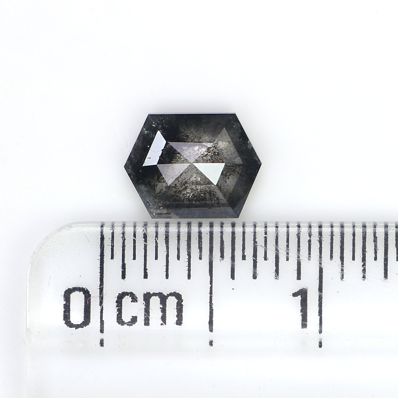 0.74 CT Natural Loose Hexagon Shape Diamond Salt and Pepper Hexagon Cut Diamond 6.30 MM Black Grey Color Hexagon Rose Cut Diamond LQ3180