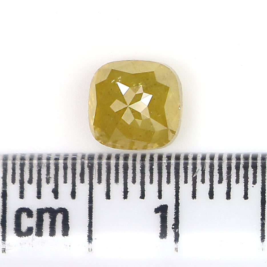 1.14 CT Natural Loose Cushion Shape Diamond Yellow Color Cushion Cut Diamond 5.35 MM Natural Yellow Color Cushion Rose Cut Diamond KQ2015