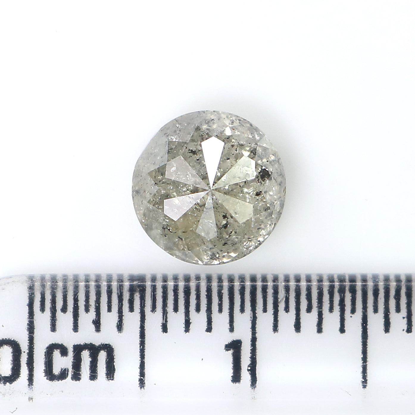 1.71 CT Natural Loose Round Rose Cut Diamond Salt And Pepper Round Diamond 6.90 MM Natural Loose Grey Color Round Rose Cut Diamond LC57