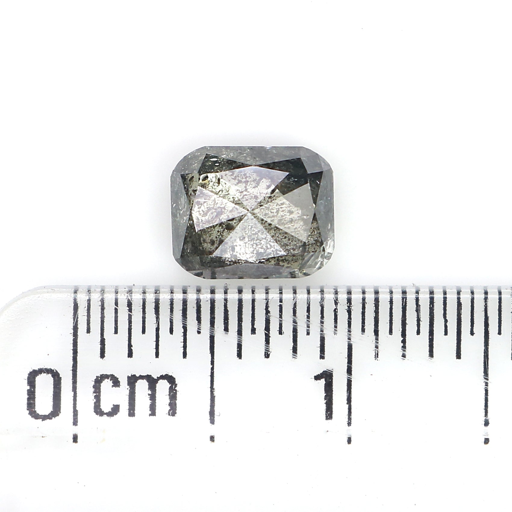 0.86 CT Natural Loose Cushion Shape Diamond Salt And Pepper Cushion Shape Diamond 5.95 MM Black Grey Color Cushion Rose Cut Diamond QL7859