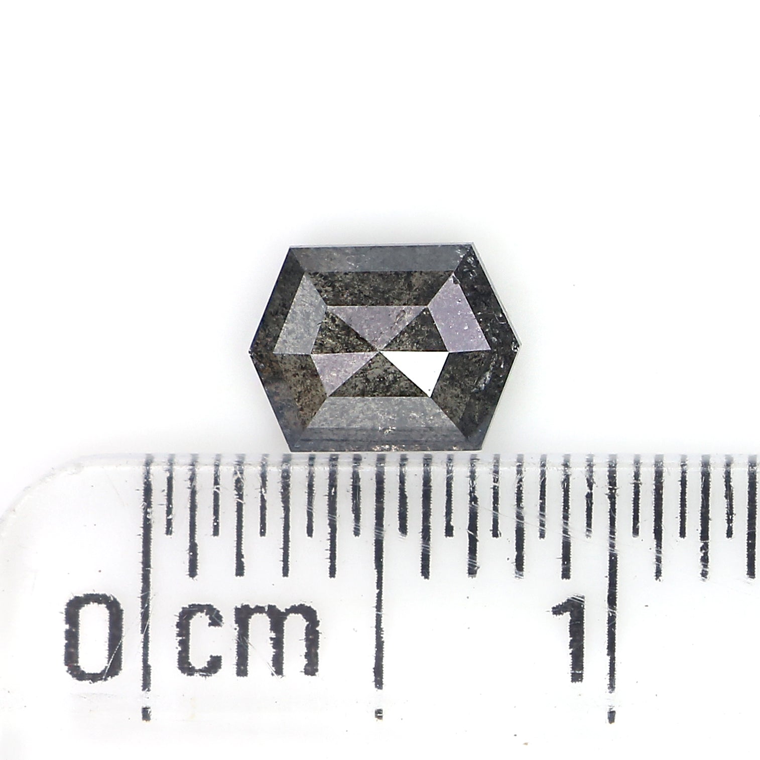 0.59 CT Natural Loose Hexagon Cut Diamond Salt And Pepper Hexagon Diamond 5.85 MM Natural Loose Black Grey Color Hexagon Cut Diamond QL935