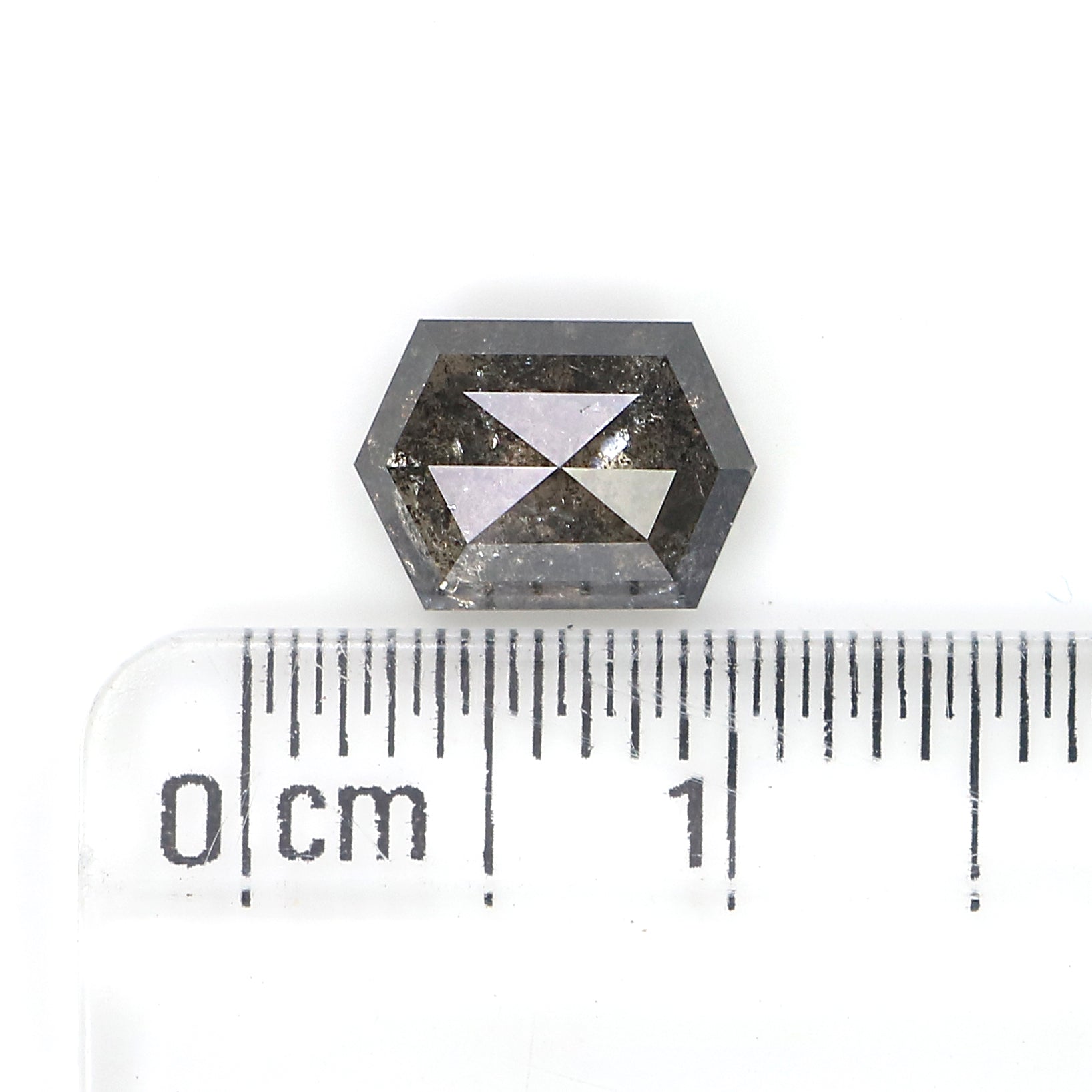 1.58 CT Natural Loose Hexagon Cut Diamond Salt And Pepper Hexagon Diamond 8.30 MM Natural Loose Black Grey Color Hexagon Cut Diamond LQ3196