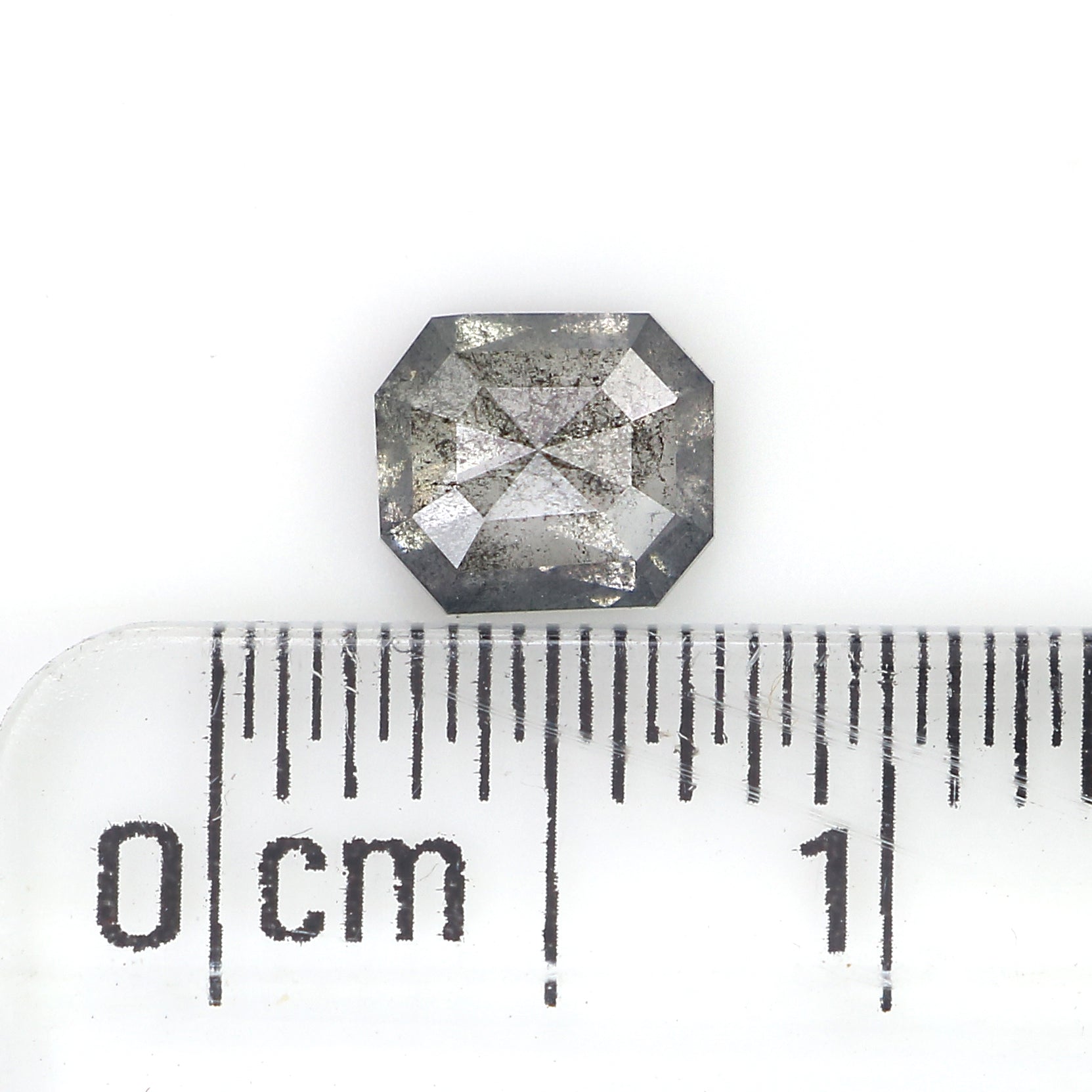 0.50 CT Natural Loose Emerald Shape Diamond Salt And Pepper Emerald Shape Diamond 5.10 MM Black Grey Color Emerald Rose Cut Diamond QL6484