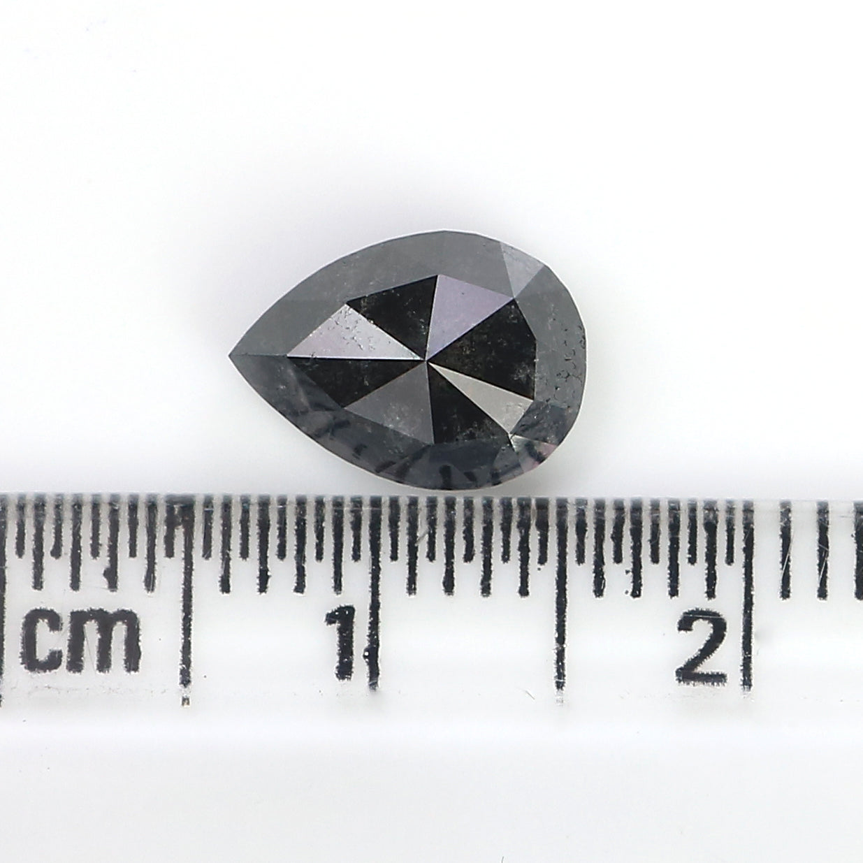 2.34 Ct Natural Loose Pear Shape Diamond Salt And Pepper Pear Diamond 9.55 MM Natural Black Grey Diamond Pear Rose Cut Diamond LC63