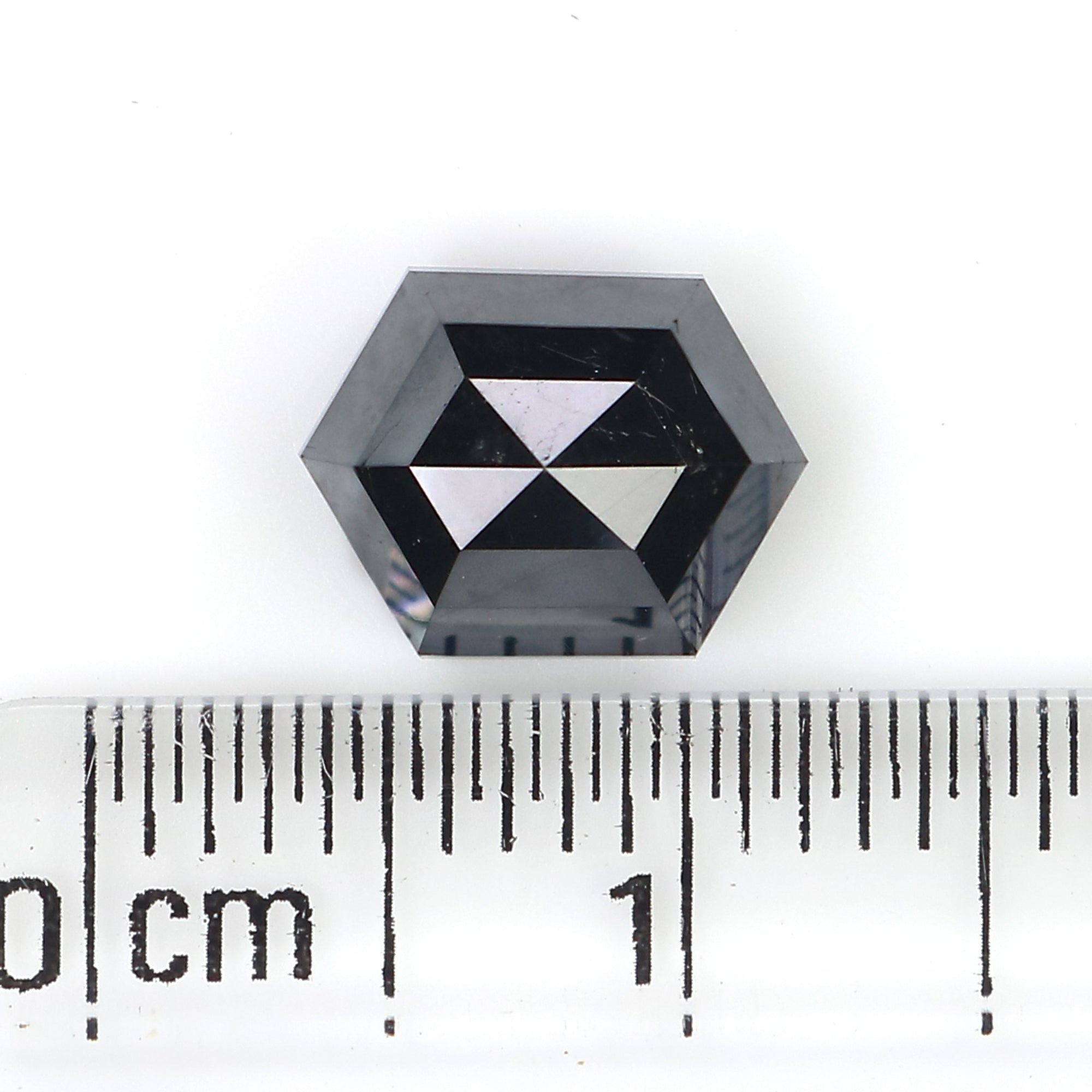 2.28 CT Natural Loose Hexagon Shape Diamond Black Hexagon Rose Cut Diamond 8.50 MM Natural Loose Black Color Hexagon Rose Cut Diamond QL9576