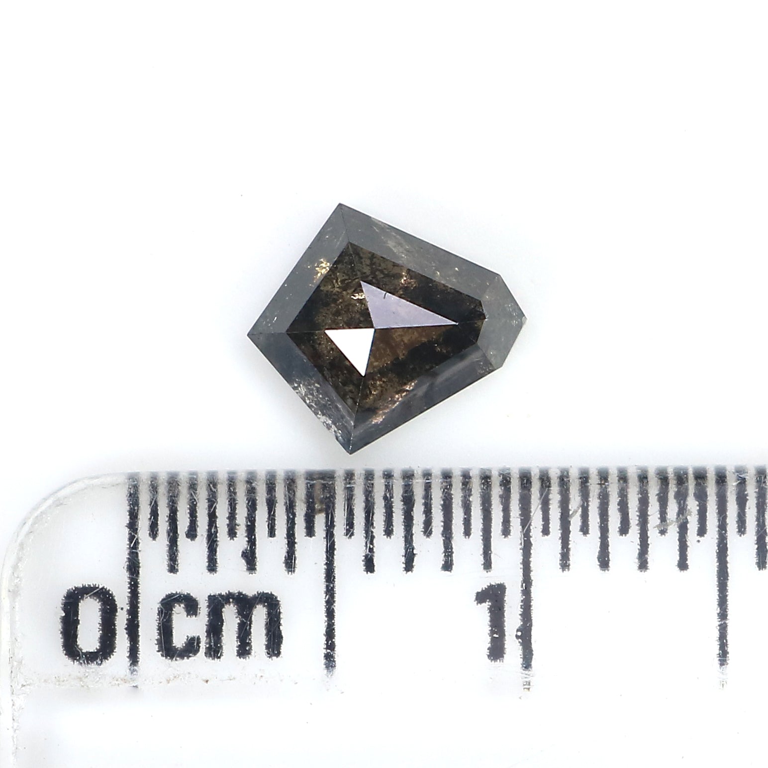 0.96 CT Natural Loose Shield Diamond Black Grey Color Diamond 7.15 MM Natural Loose Diamond Salt And Pepper Shield Rose Cut Diamond QK2040