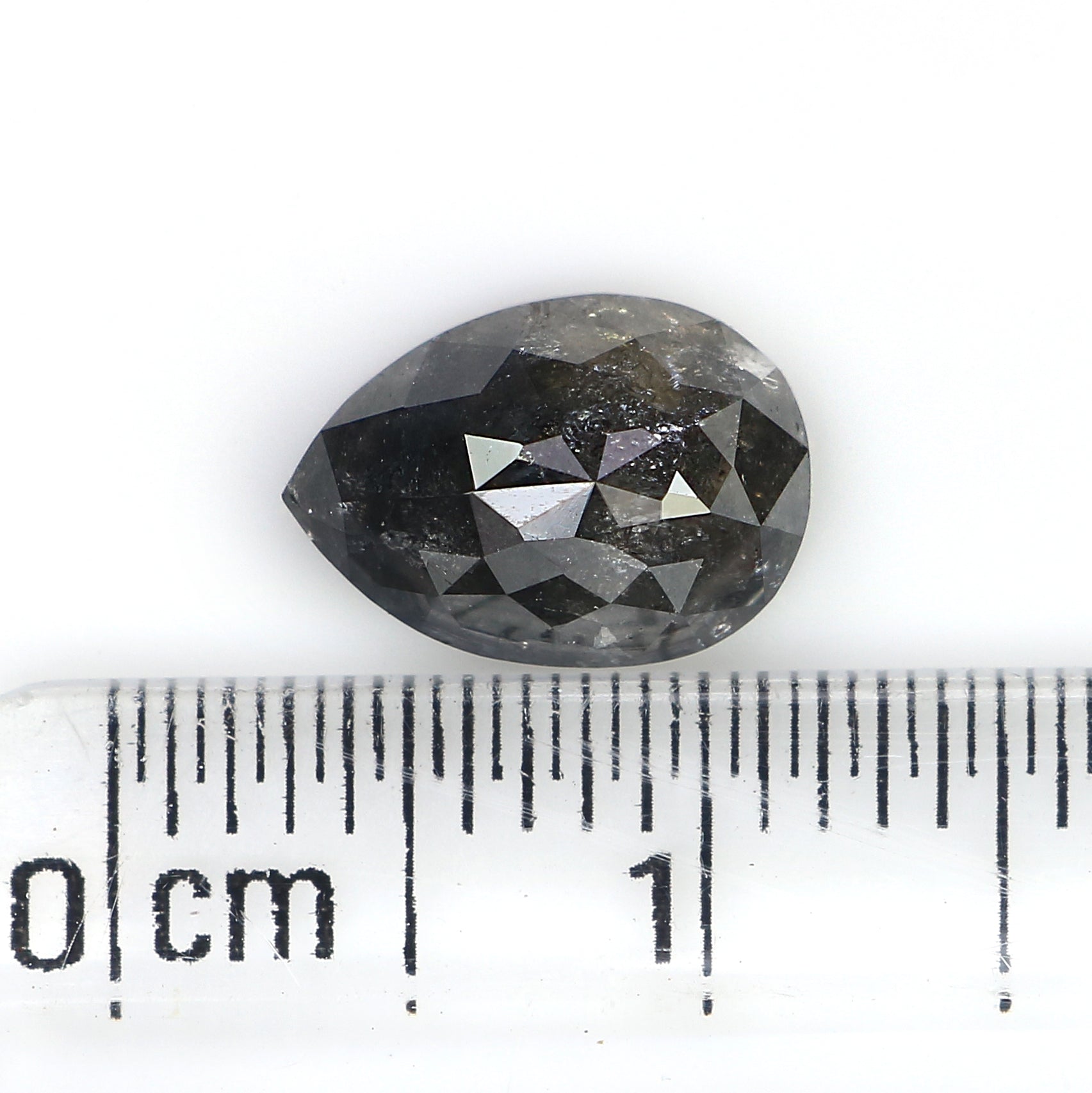 1.70 CT Natural Loose Pear Shape Diamond Salt And Pepper Pear Rose Cut Diamond 9.00 MM Black Grey Color Pear Shape Rose Cut Diamond QL8120