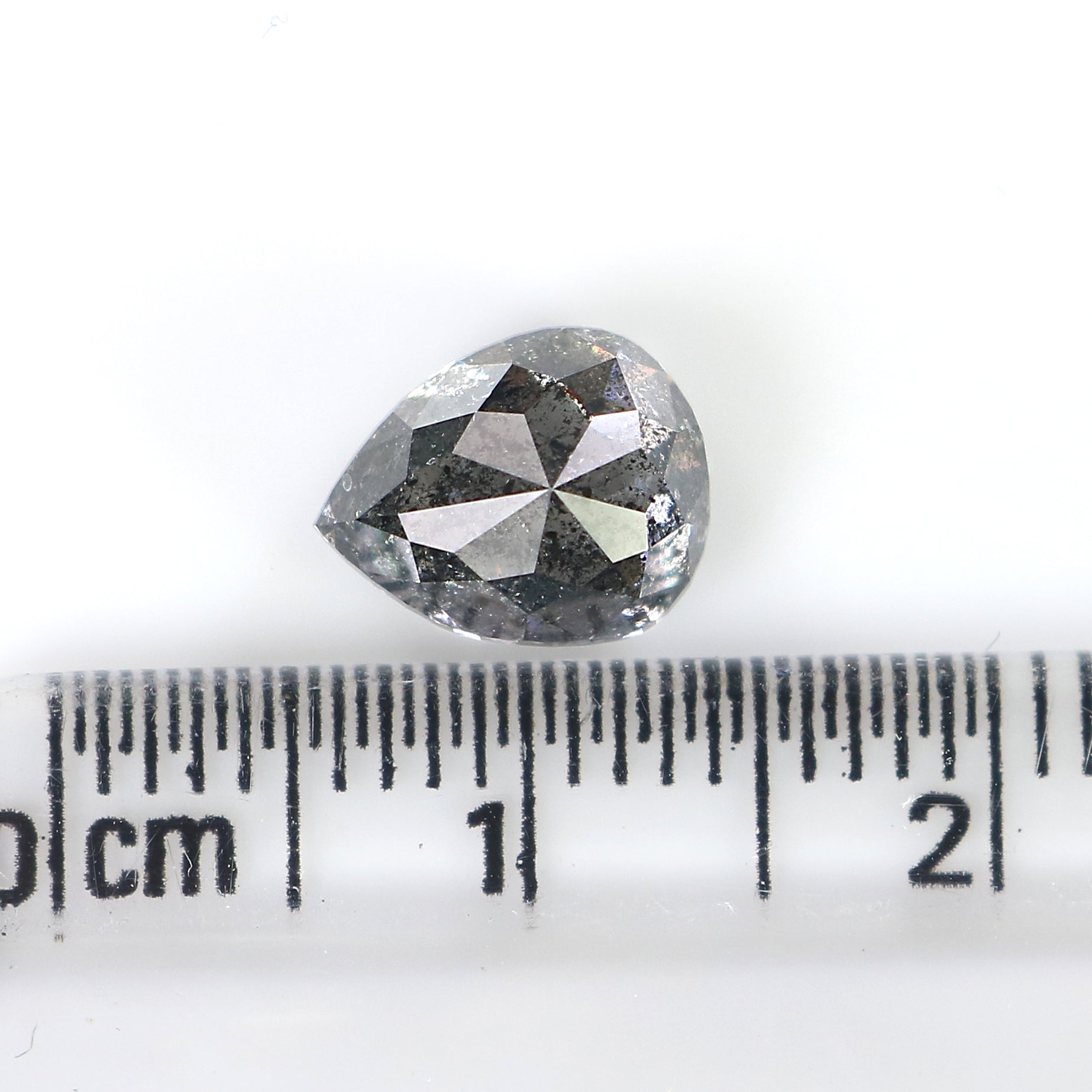 2.15 CT Natural Loose Pear Shape Diamond Salt And Pepper Pear Cut Diamond 8.50 MM Natural Loose Black Grey Color Pear Rose Cut Diamond LC56