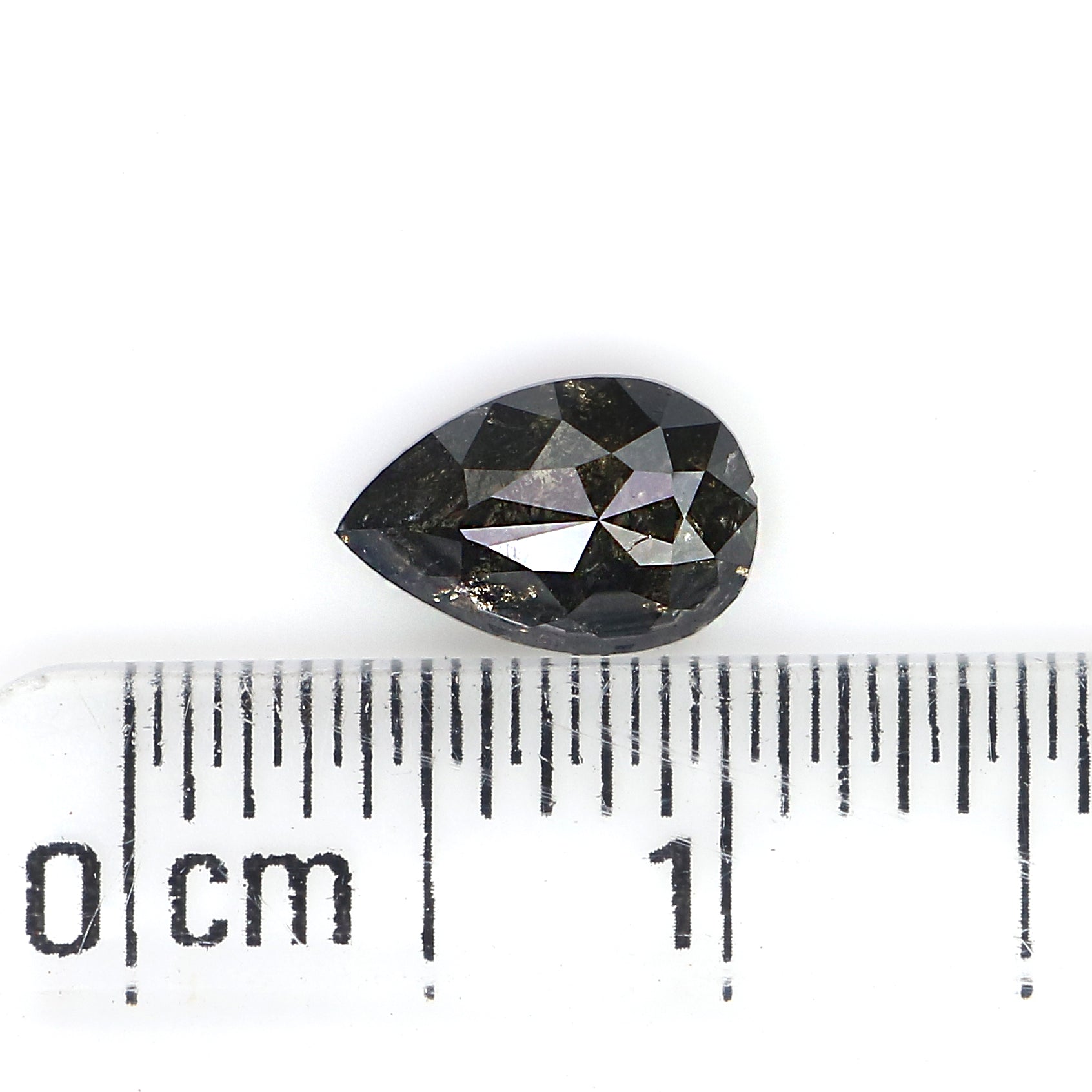 0.73 CT Natural Loose Pear Shape Diamond Salt And Pepper Pear Rose Cut Diamond 7.10 MM Black Grey Color Pear Shape Rose Cut Diamond QL1025