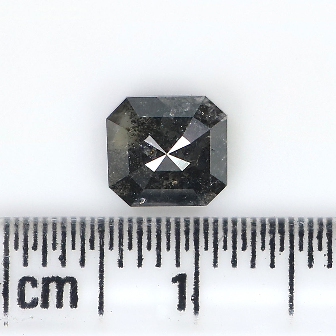 1.35 CT Natural Loose Emerald Shape Diamond Salt And Pepper Emerald Diamond 6.20 MM Black Grey Color Emerald Shape Rose Cut Diamond LQ3075