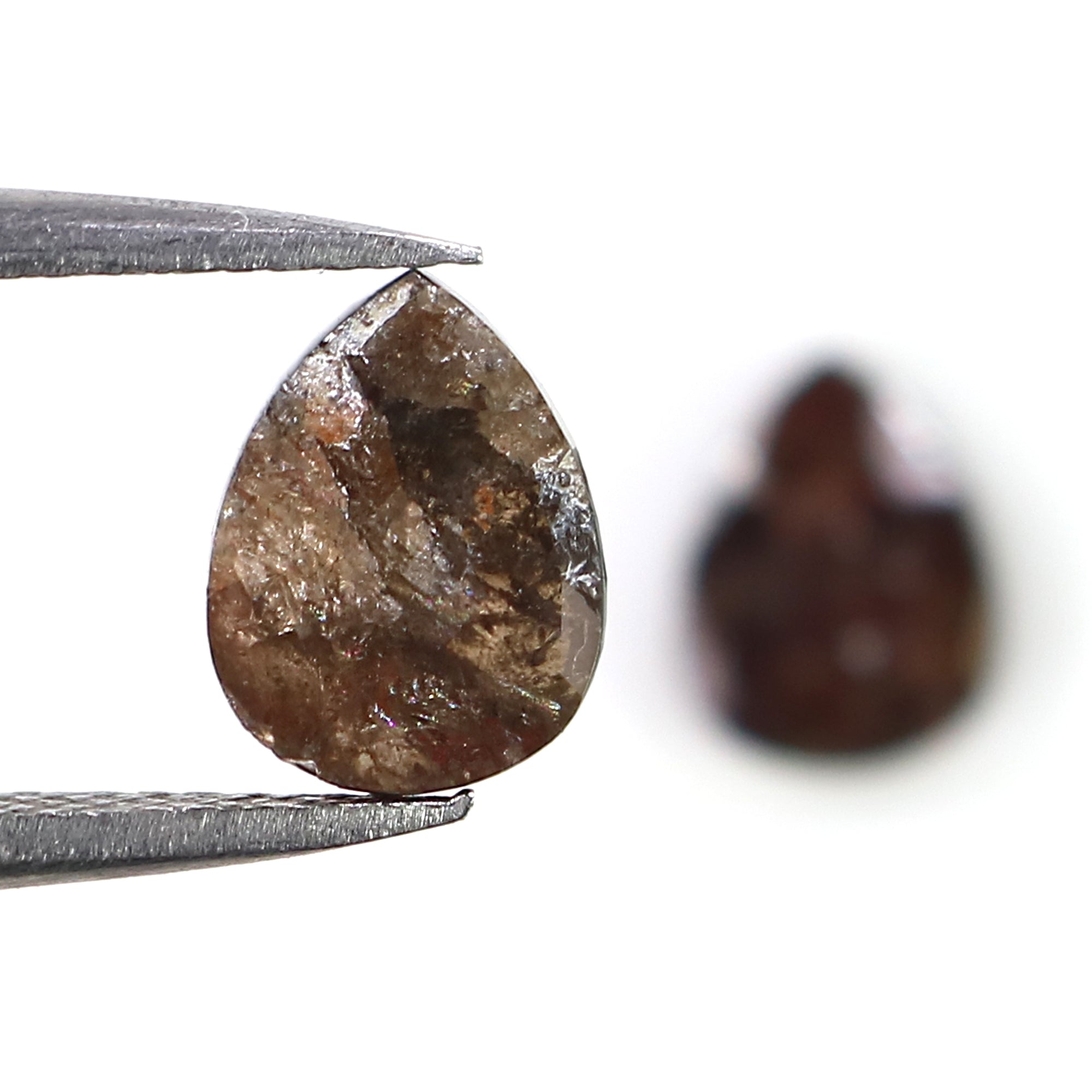 2.20 CT Natural Loose Pear Cut Pair Diamond Brown Color Pear Shape Diamond 8.30 MM Natural Loose Brown Color Pear Rose Cut Diamond LQ3171