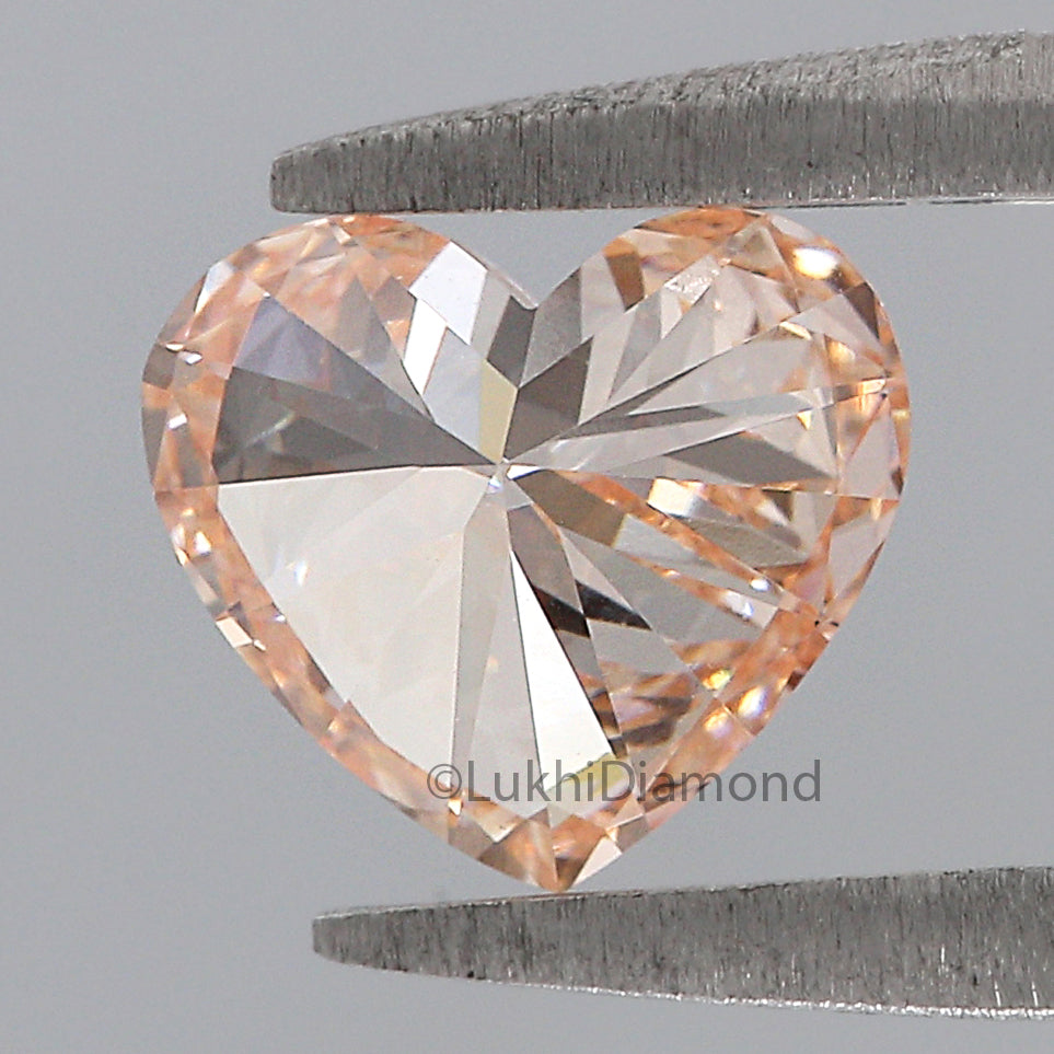 1.04 CT IGI Certified Heart Brilliant Cut Fancy Intense Orange Pink Color VVS2 Clarity Diamond Lab Created Diamond Heart CVD Diamond L3224