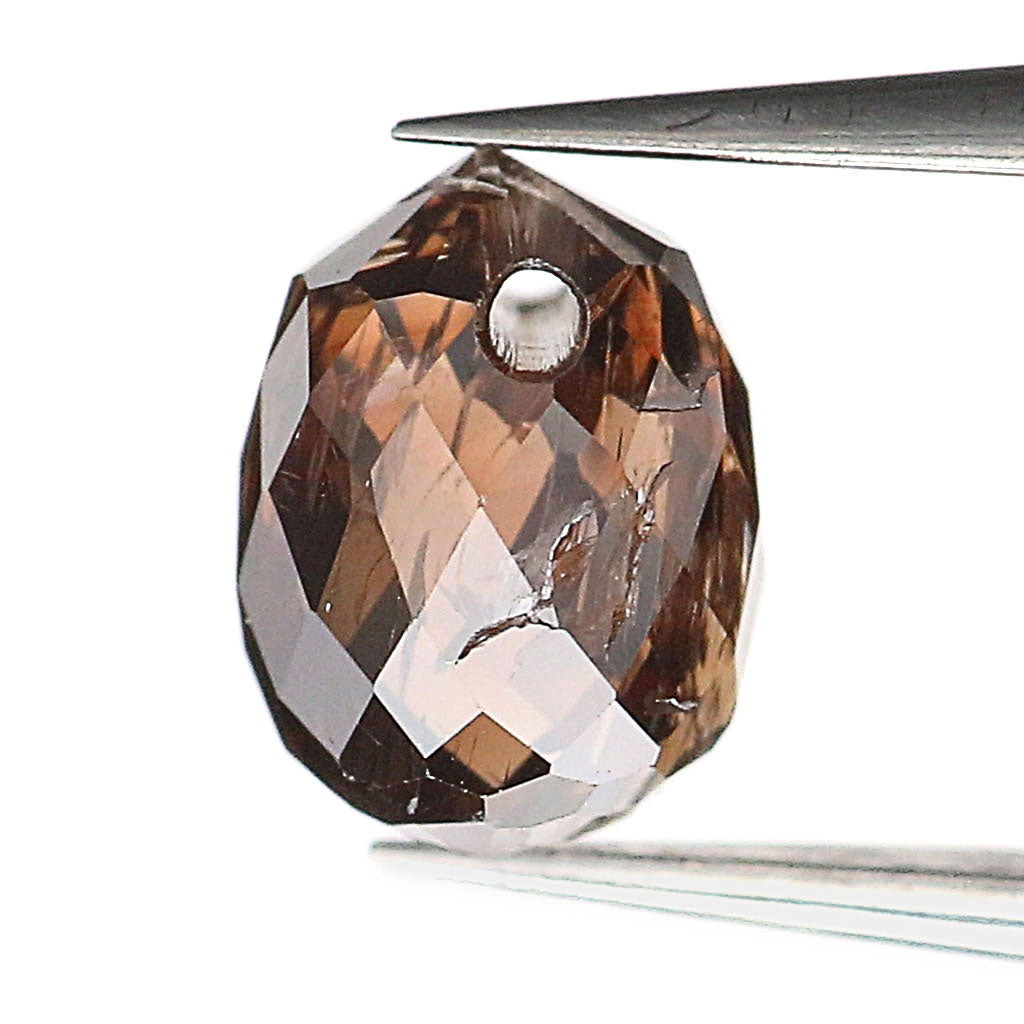 0.48 Ct Natural Loose Briolette Shape Diamond Brown Color Drop Diamond 4.60 MM Natural Loose Brown Color Briolette Rose Cut Diamond LQ9259