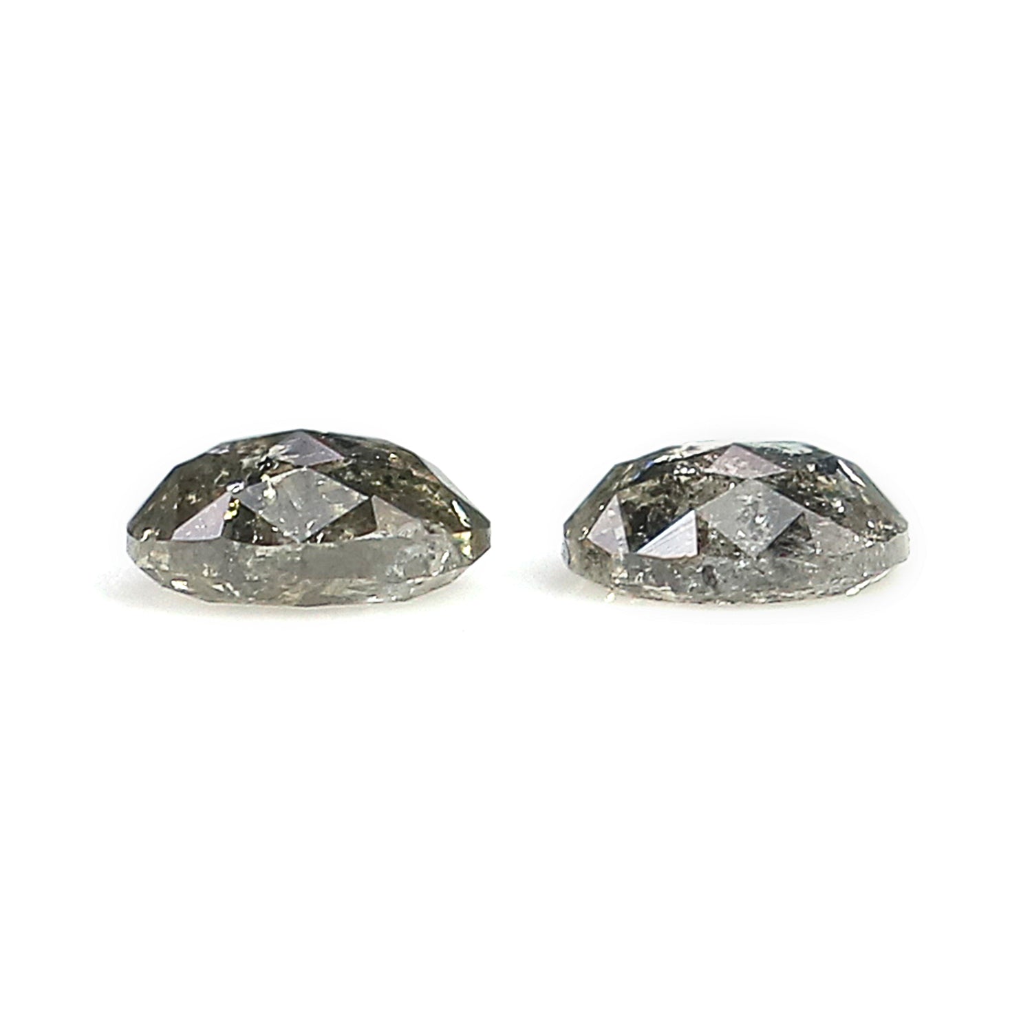 0.44 CT Natural Loose Oval Cut Pair Diamond Salt And Pepper Oval Shape Diamond 4.25 MM Natural Loose Black Grey Oval Rose Cut Diamond LQ3248