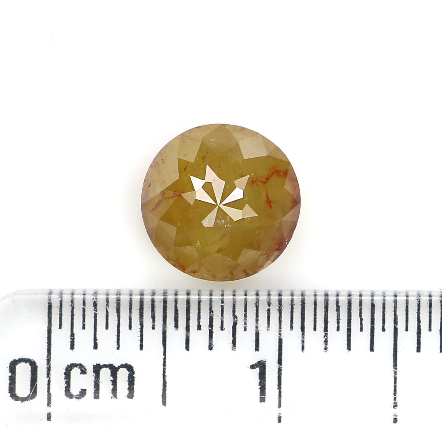 1.74 CT Natural Loose Round Rose Cut Diamond Yellow Color Round Shape Diamond 6.80 MM Natural Yellow Color Round Rose Cut Diamond LQ9856