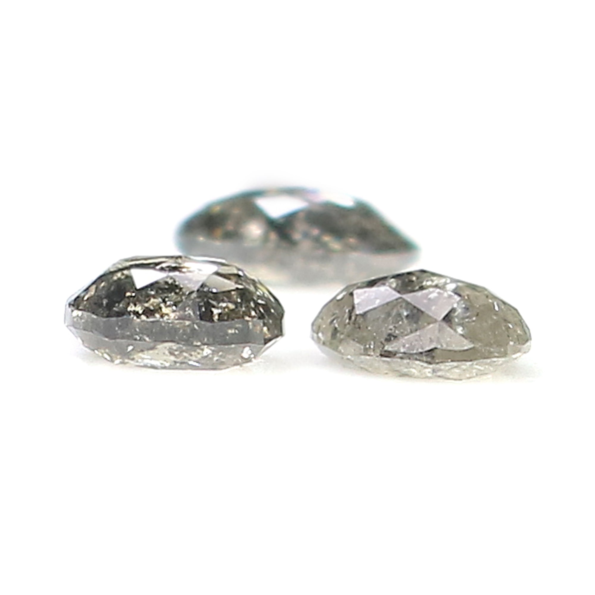 0.82 CT Natural Loose Oval Shape Diamond Salt And Pepper Oval Diamond 4.30 MM Natural Loose Black Grey Color Oval Rose Cut Diamond KQ2323