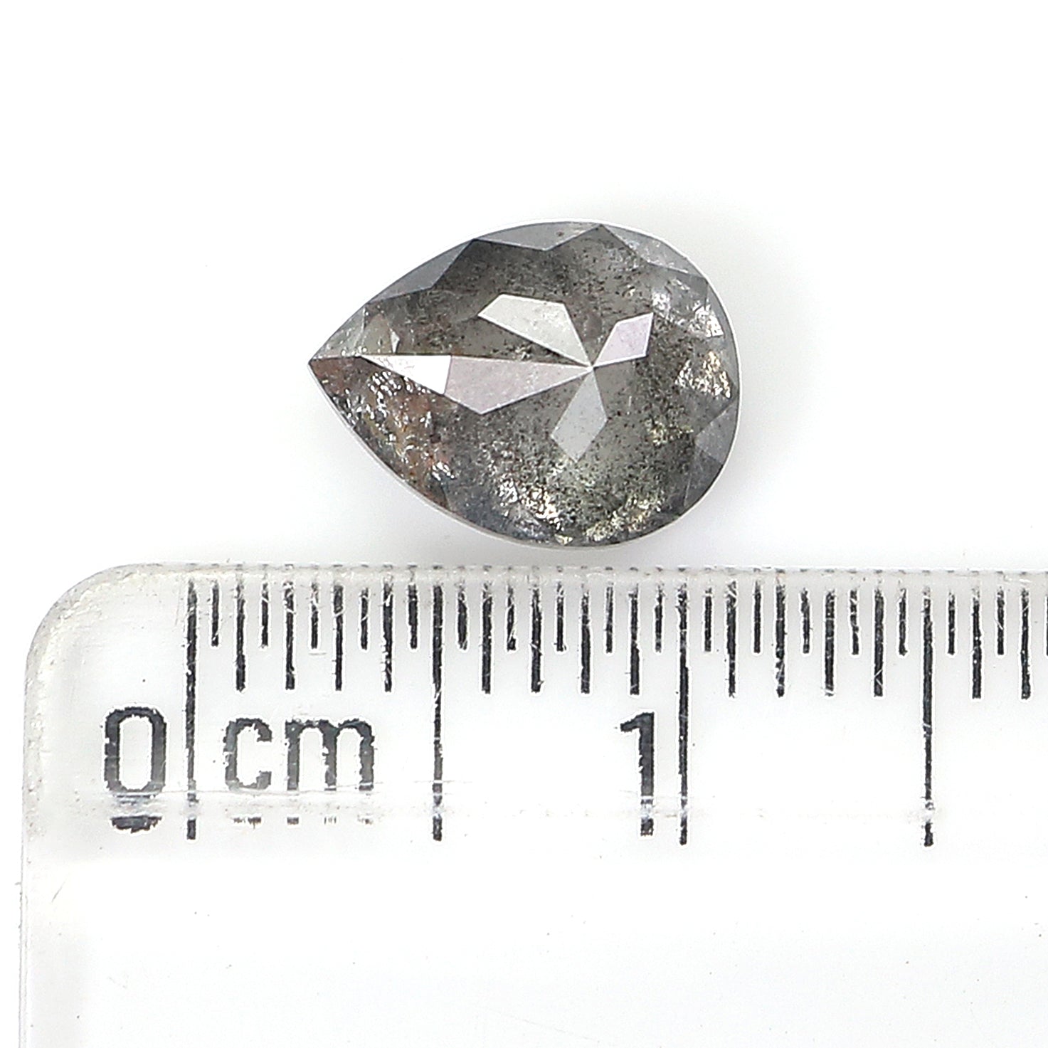 1.83 CT Natural Loose Pear Shape Diamond Salt And Pepper Pear Cut Diamond 8.80 MM Natural Black Grey Color Pear Rose Cut Diamond LQ3299