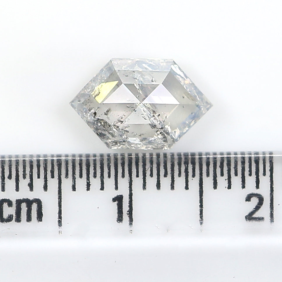 1.85 CT Natural Loose Hexagon Shape Diamond Salt And Pepper Hexagon Diamond 10.20 MM Natural Black Grey Color Hexagon Rose Cut Diamond LC44