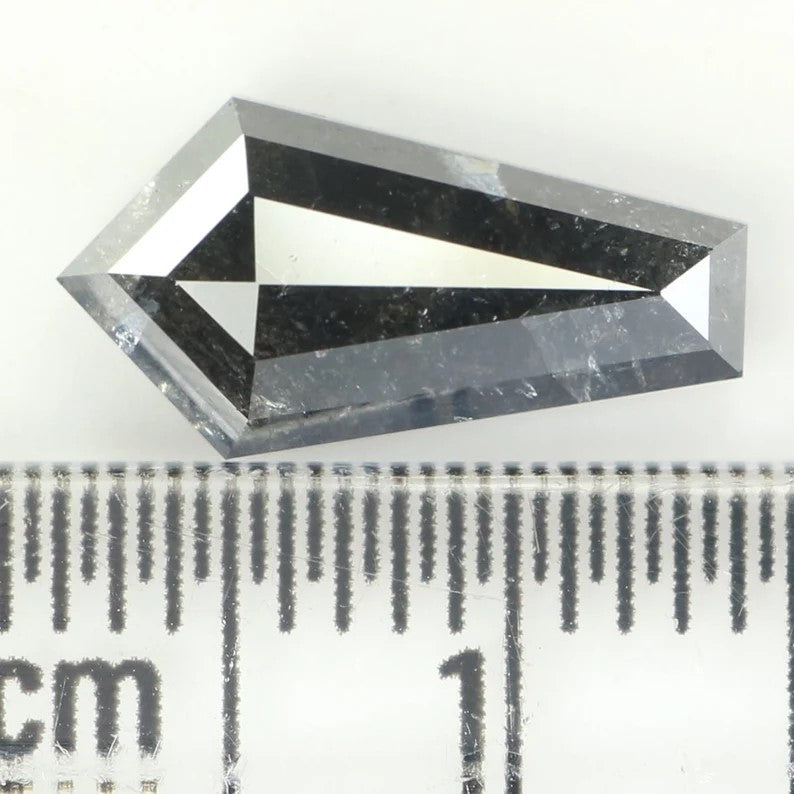 2.18 CT Natural Loose Shield Shape Diamond Salt And Pepper Shield Diamond 12.20 MM Natural Black Grey Color Shield Rose Cut Diamond QL1169